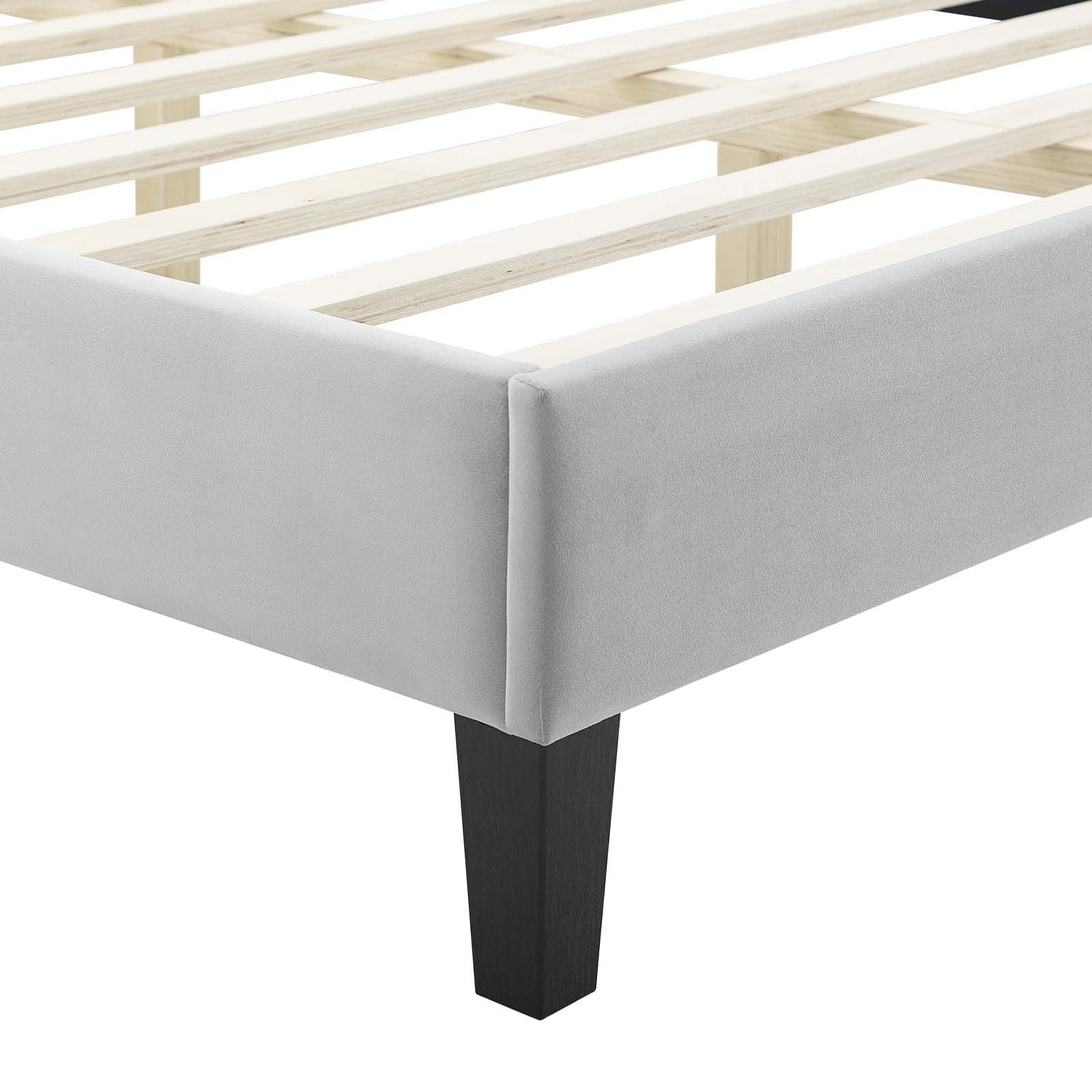 Modway Beds - Phillipa Performance Velvet Queen Platform Bed Light Gray