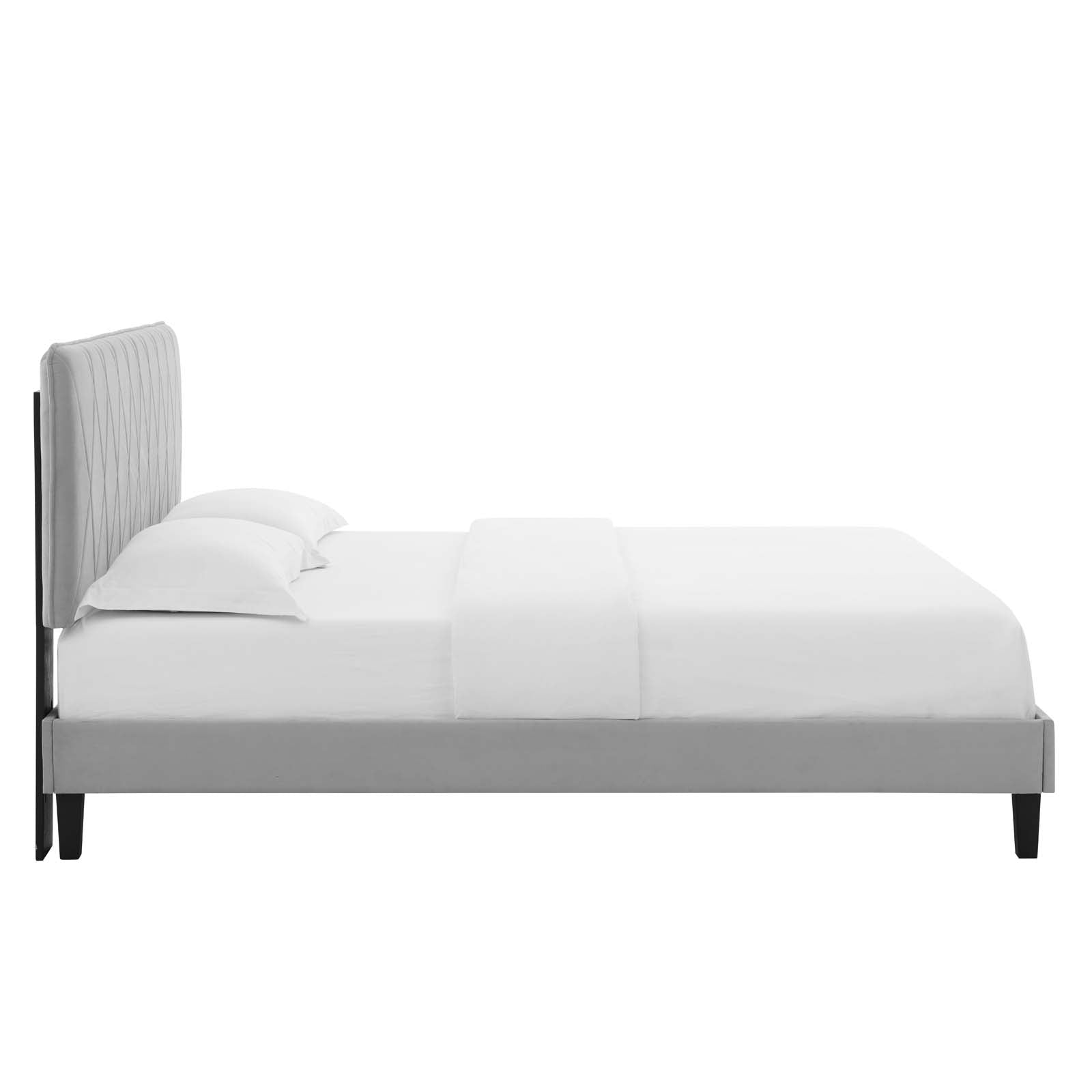 Modway Beds - Phillipa Performance Velvet Queen Platform Bed Light Gray