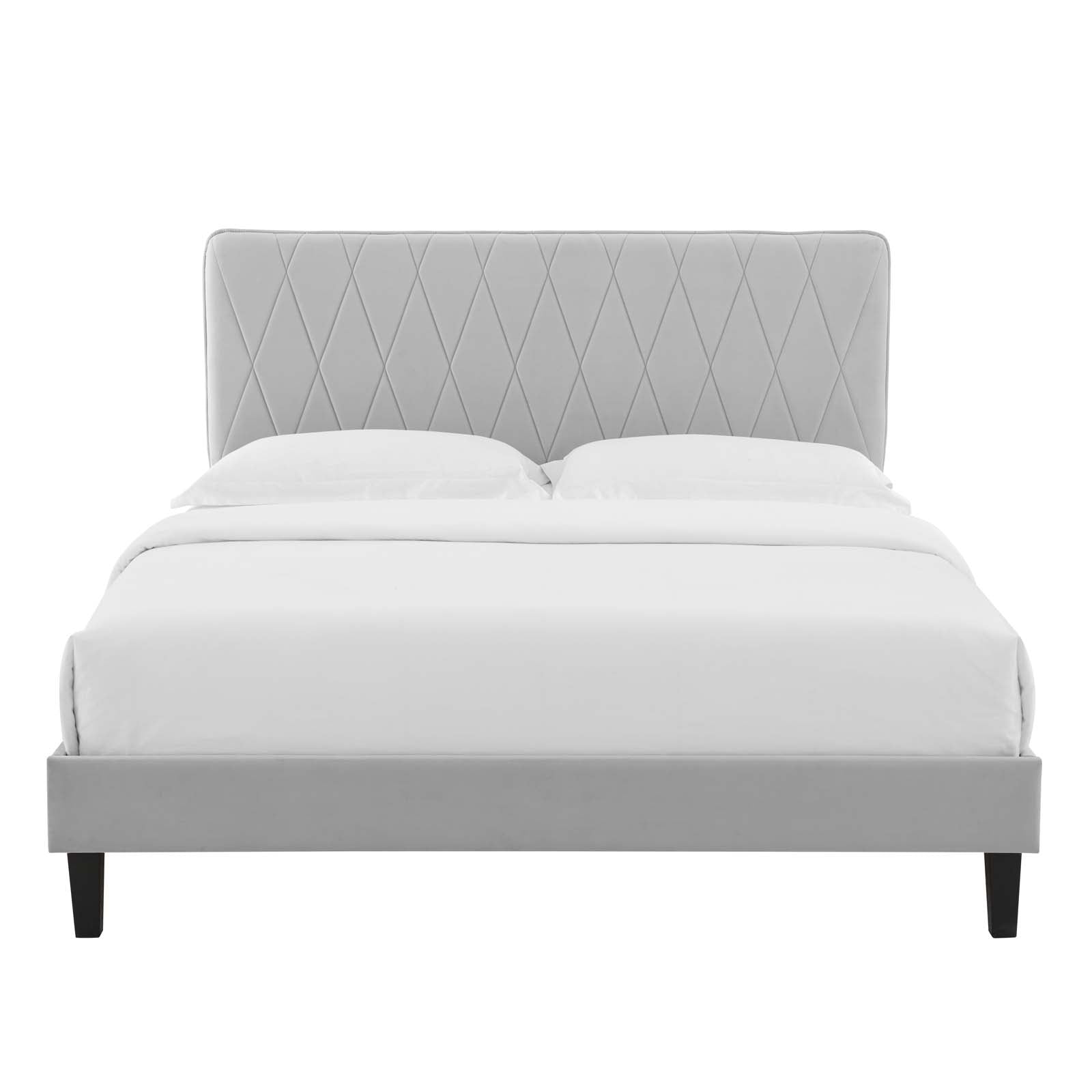 Modway Beds - Phillipa Performance Velvet Queen Platform Bed Light Gray