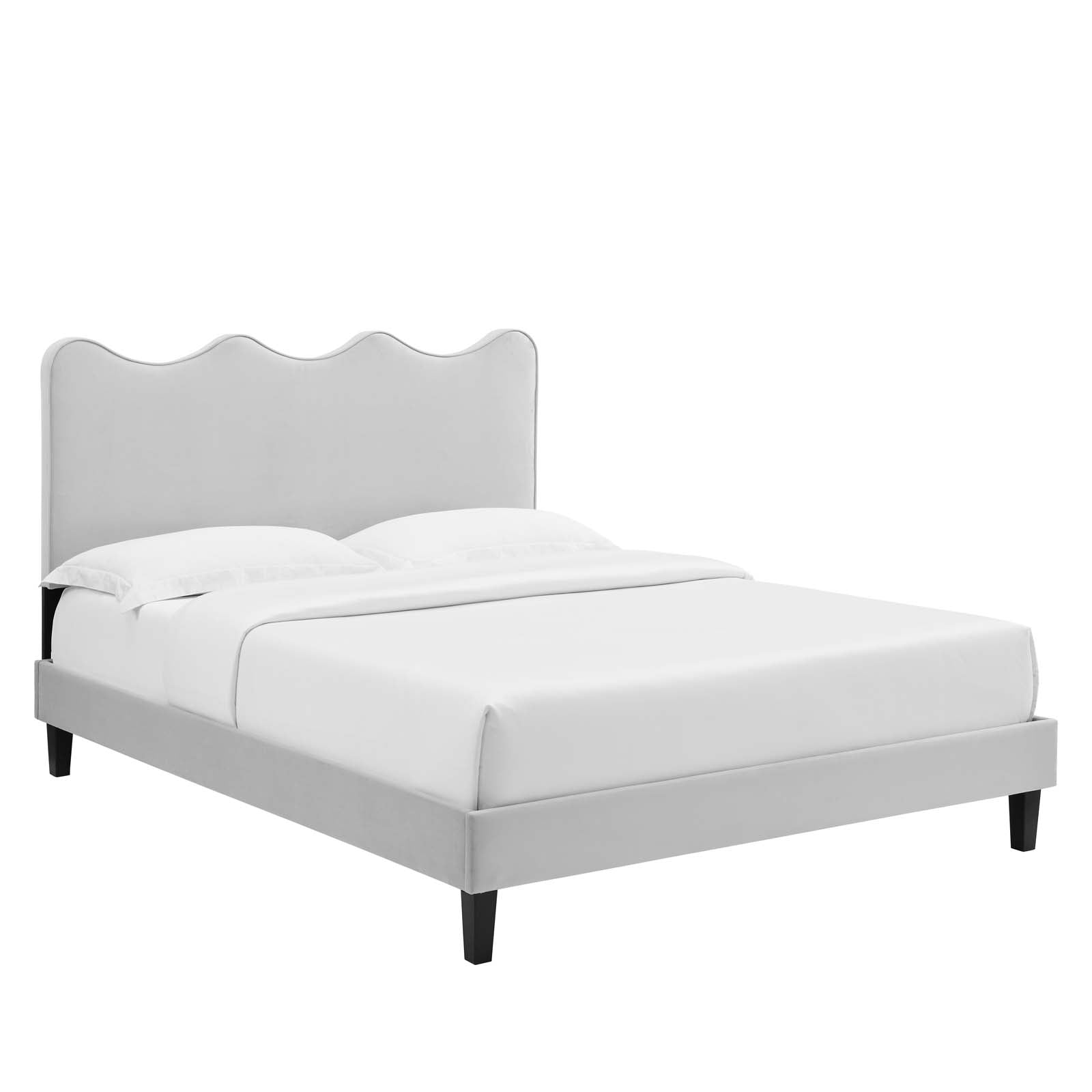 Modway Beds - Current-Performance-Velvet-King-Platform-Bed-Light-Gray