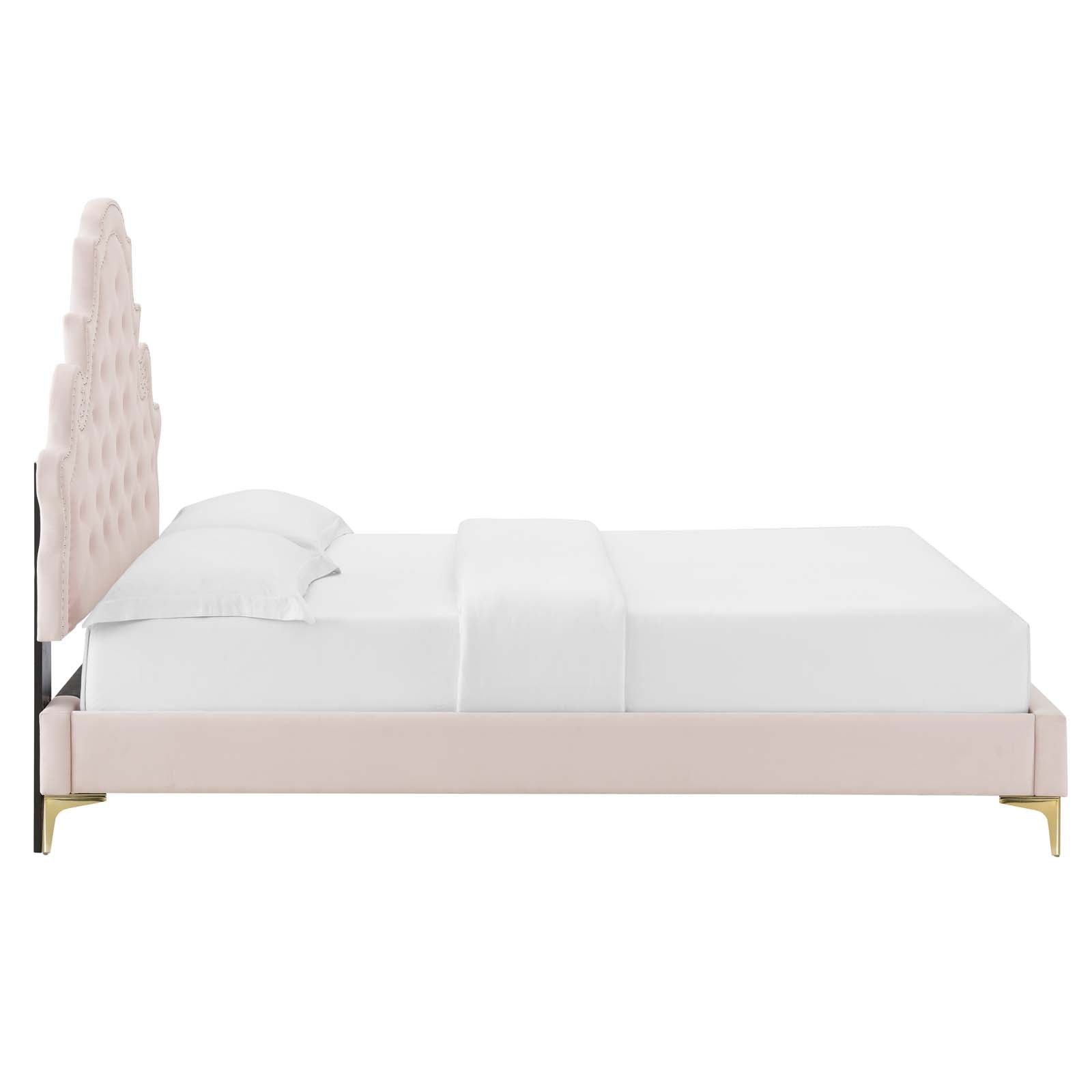 Modway Beds - Gwyneth Tufted Velvet 45"W Twin Platform Bed Pink