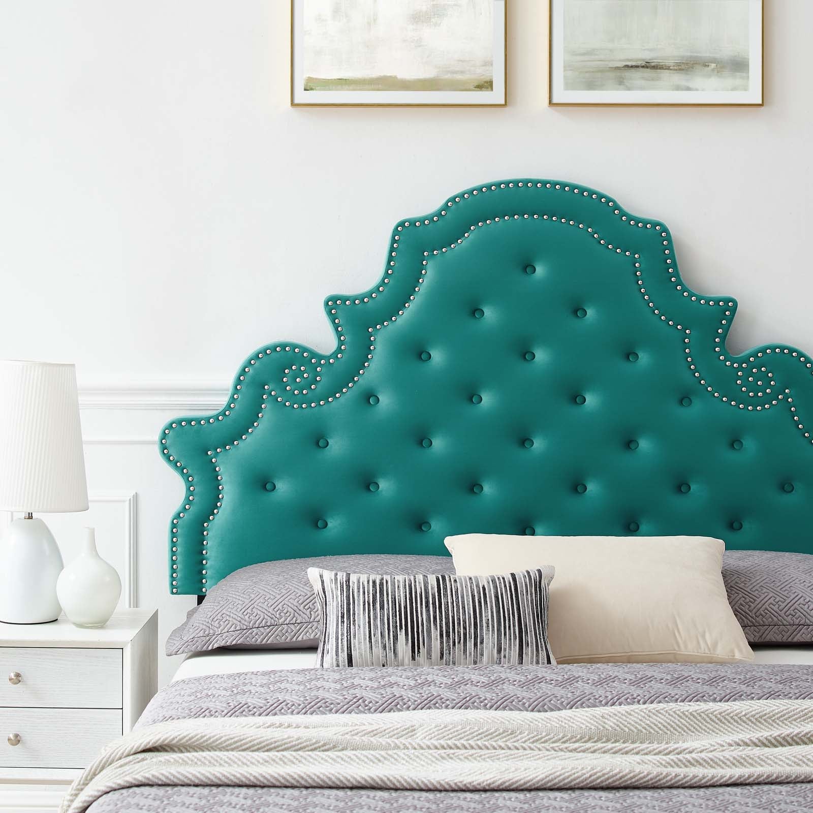 Modway Beds - Gwyneth Velvet Twin Platform Bed Teal