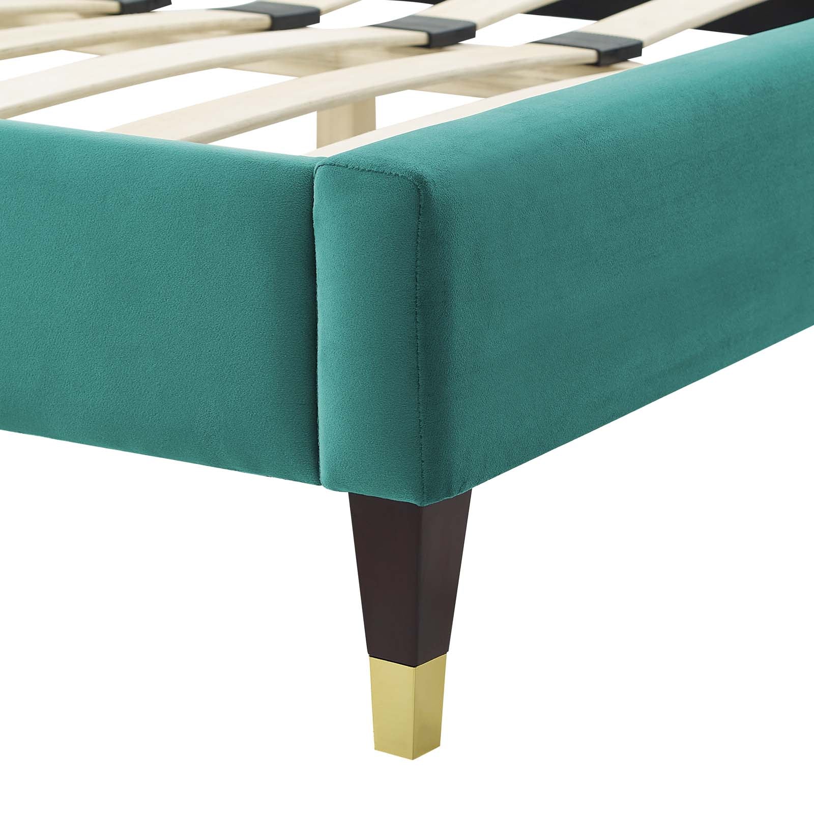 Modway Beds - Gwyneth Velvet Twin Platform Bed Teal