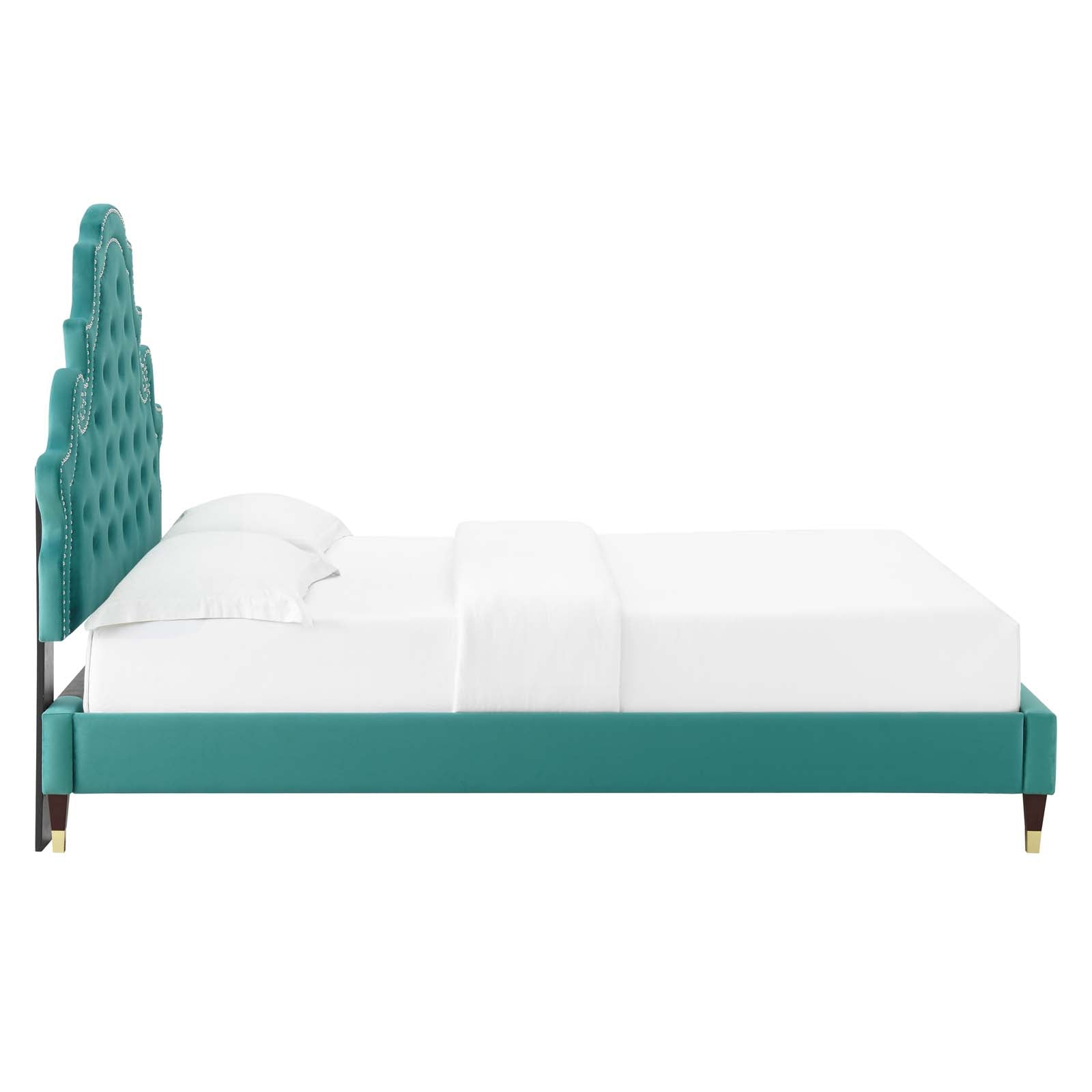 Modway Beds - Gwyneth Velvet Twin Platform Bed Teal