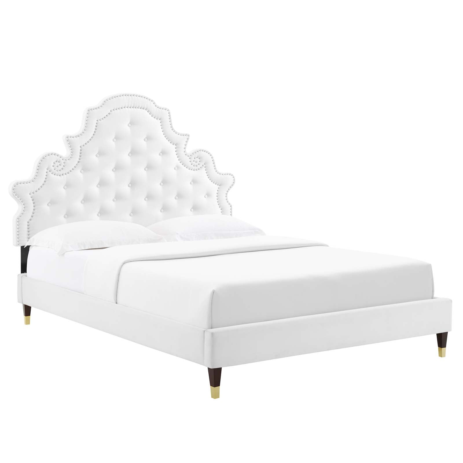 Modway Beds - Gwyneth Tufted Velvet Full Platform Bed White