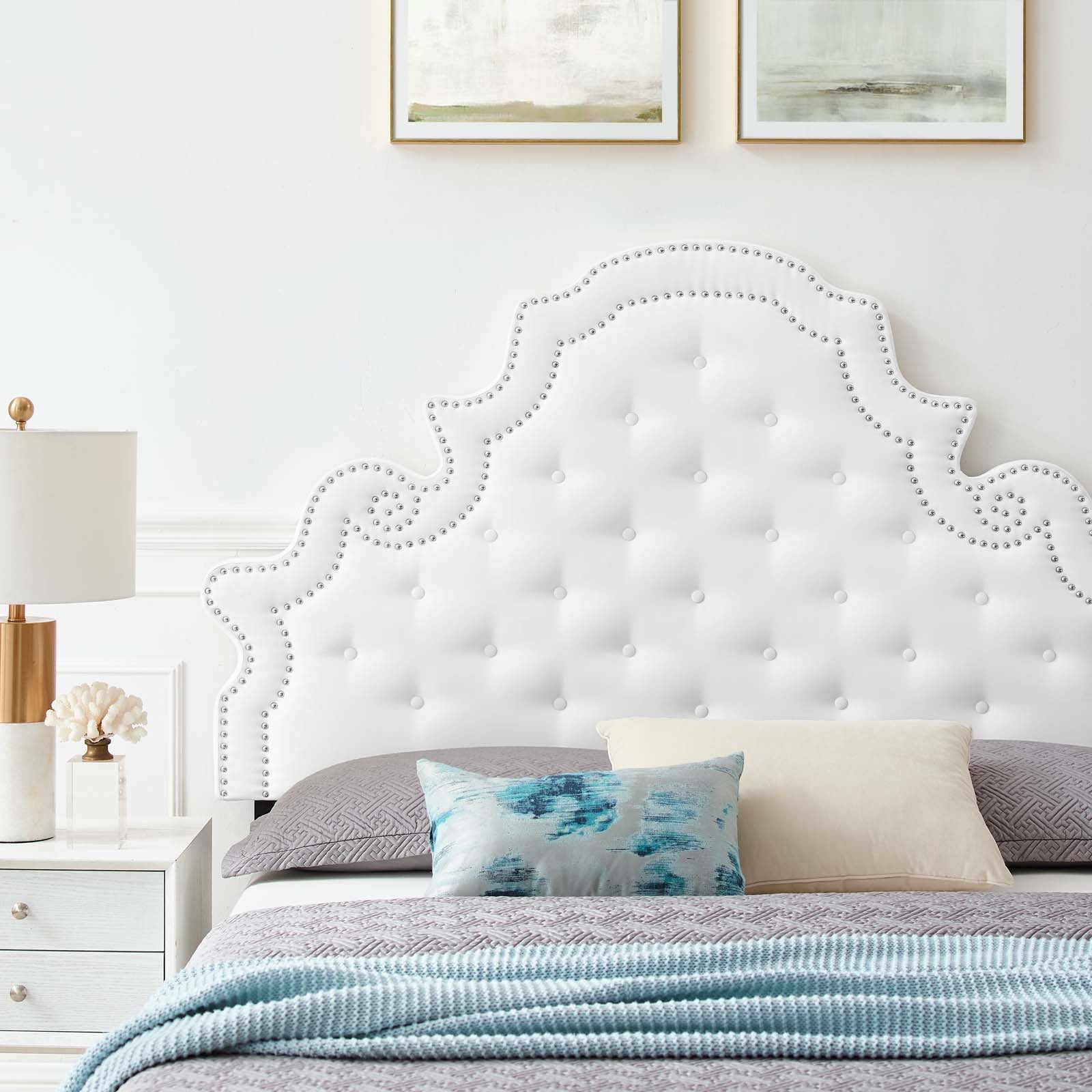 Modway Beds - Gwyneth Tufted Velvet Full Platform Bed White