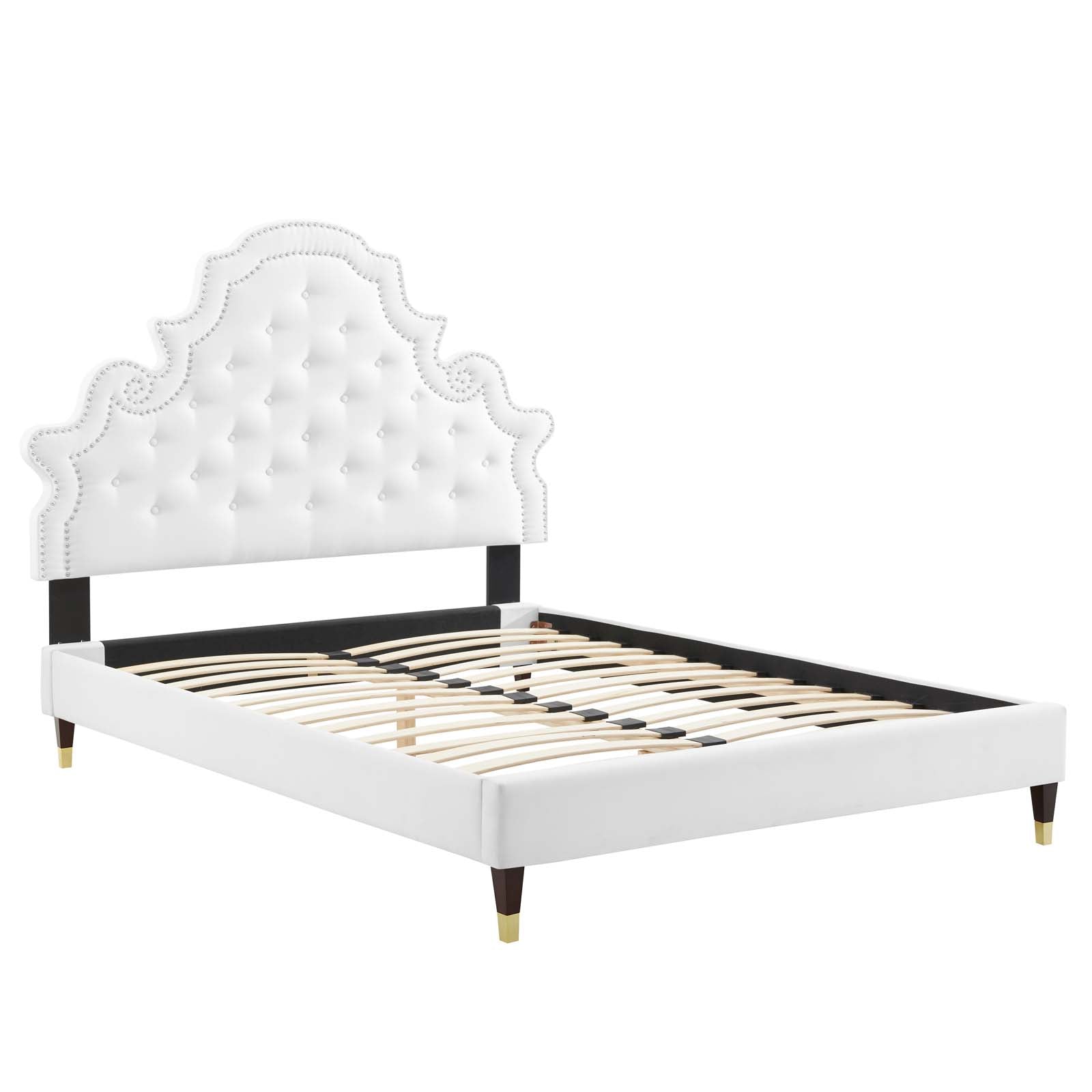 Modway Beds - Gwyneth Tufted Velvet Full Platform Bed White