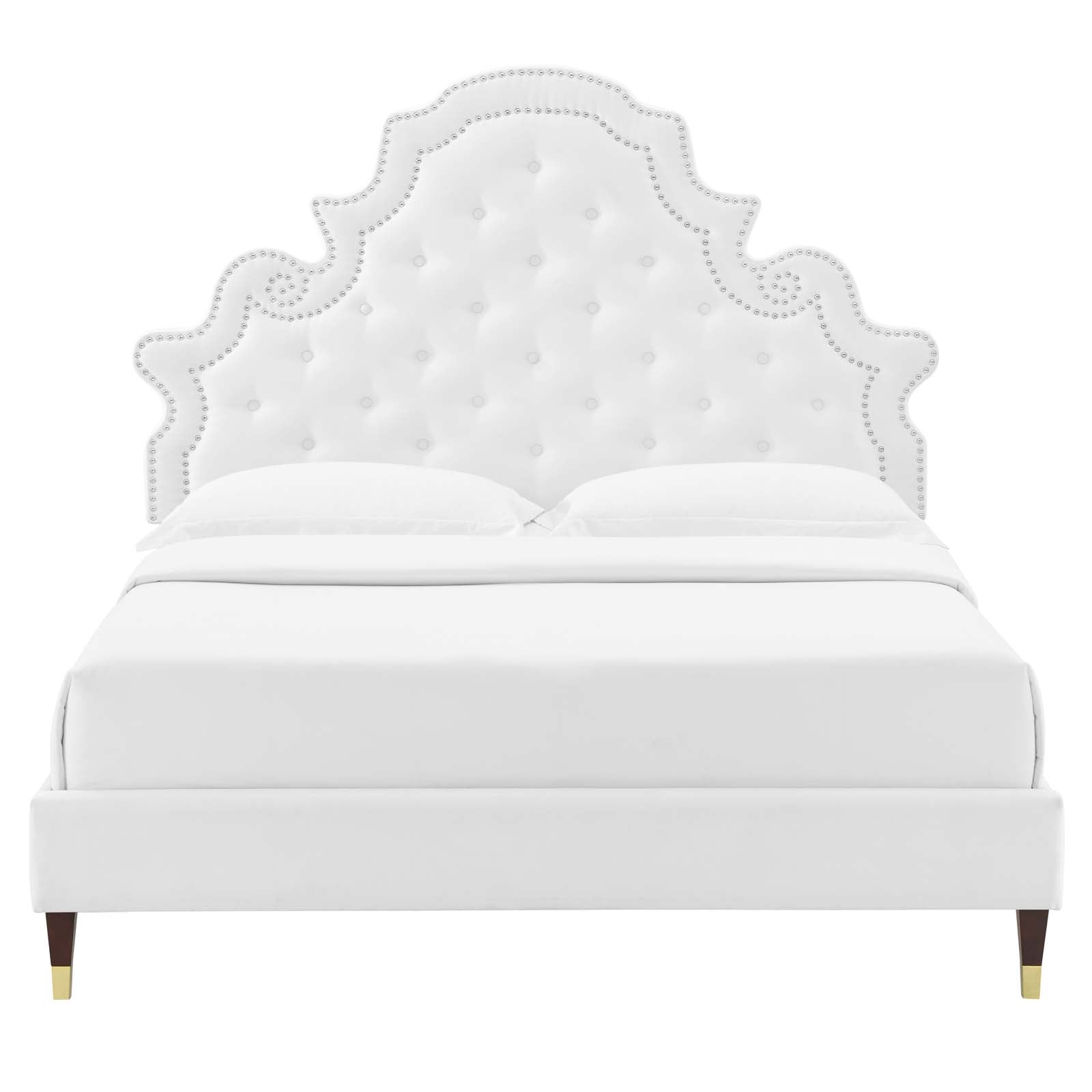 Modway Beds - Gwyneth Tufted Velvet Full Platform Bed White