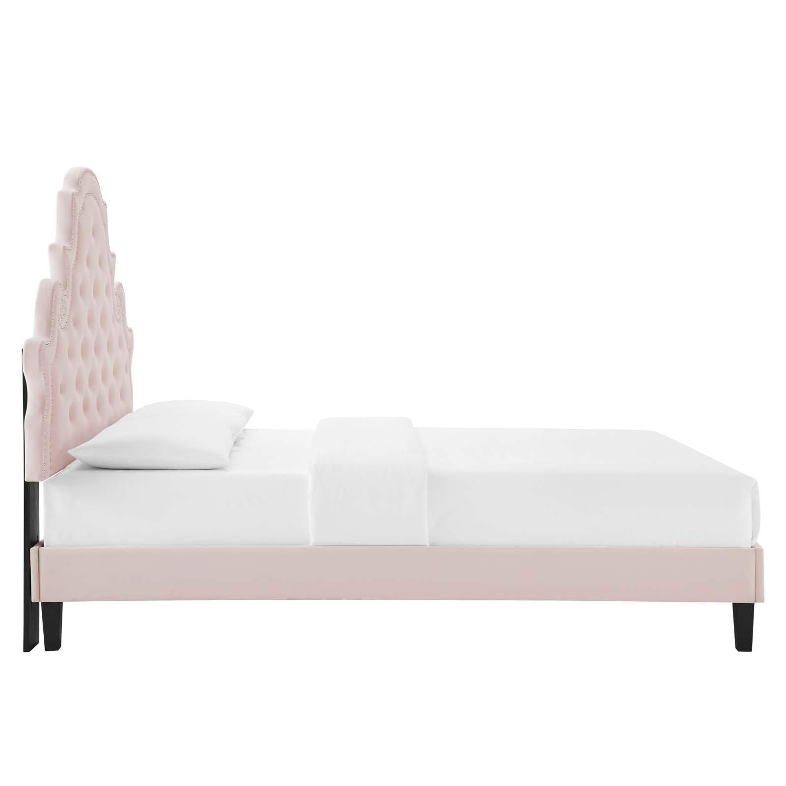 Modway Beds - Gwyneth-Tufted-Performance-Velvet-King-Platform-Bed-Pink