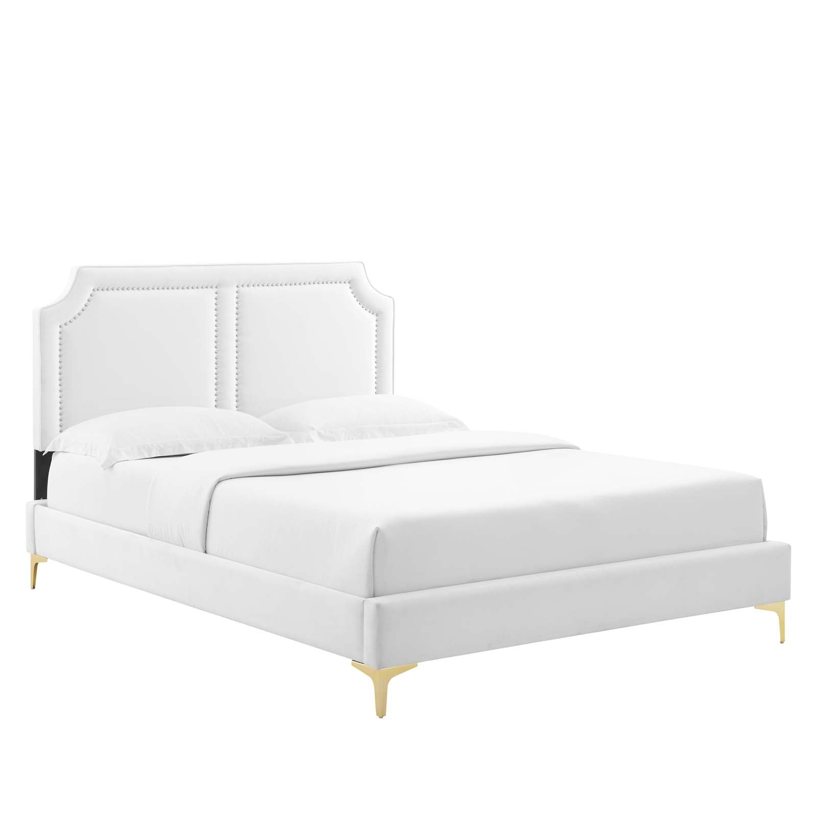 Modway Beds - Novi Performance Velvet Full Bed White MOD-6803-WHI