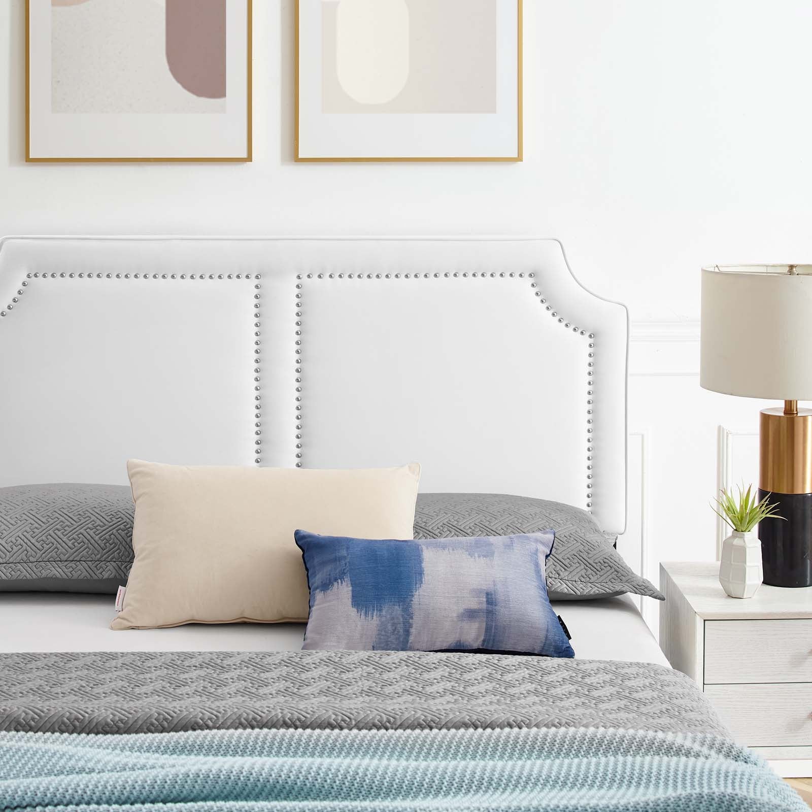 Modway Beds - Novi Performance Velvet Full Bed White MOD-6803-WHI