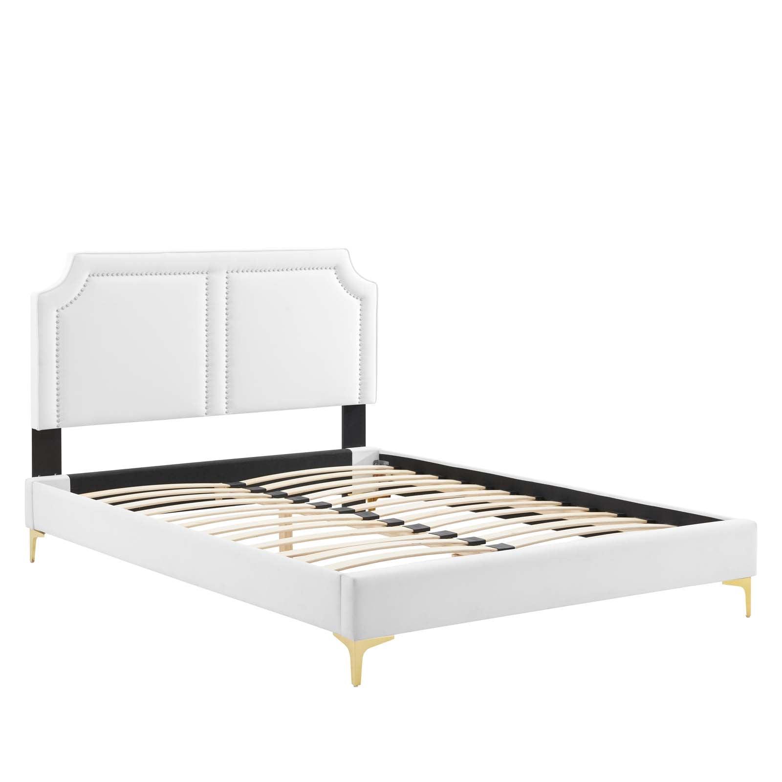 Modway Beds - Novi Performance Velvet Full Bed White MOD-6803-WHI
