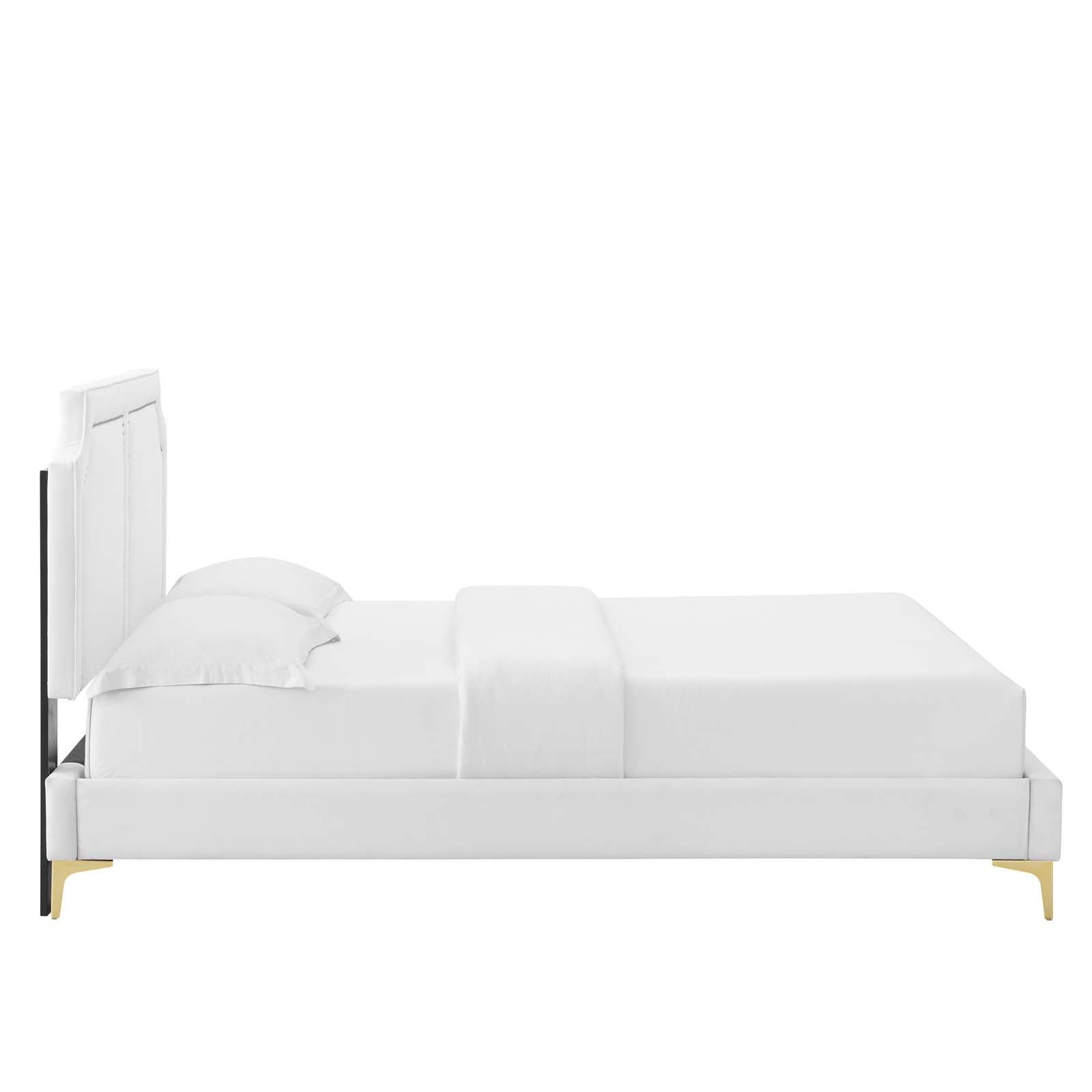 Modway Beds - Novi Performance Velvet Full Bed White MOD-6803-WHI