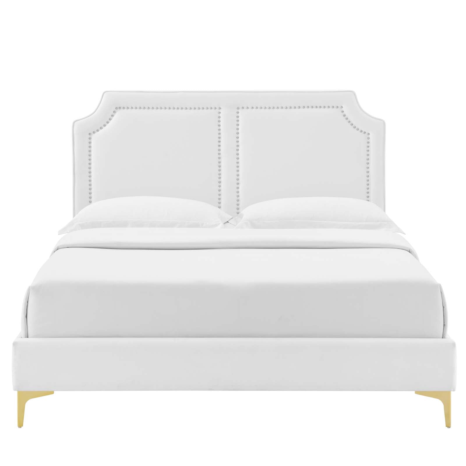 Modway Beds - Novi Performance Velvet Full Bed White MOD-6803-WHI
