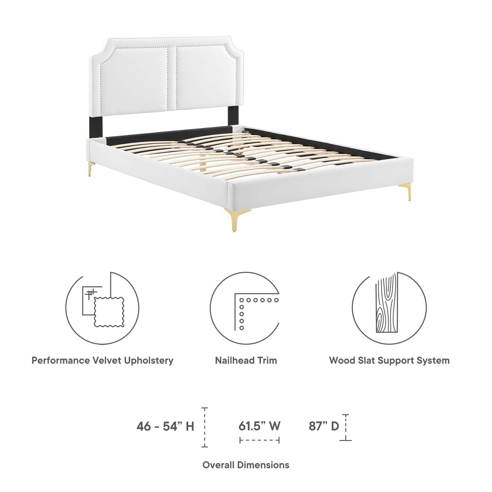 Modway Beds - Novi Performance Velvet Full Bed White MOD-6803-WHI