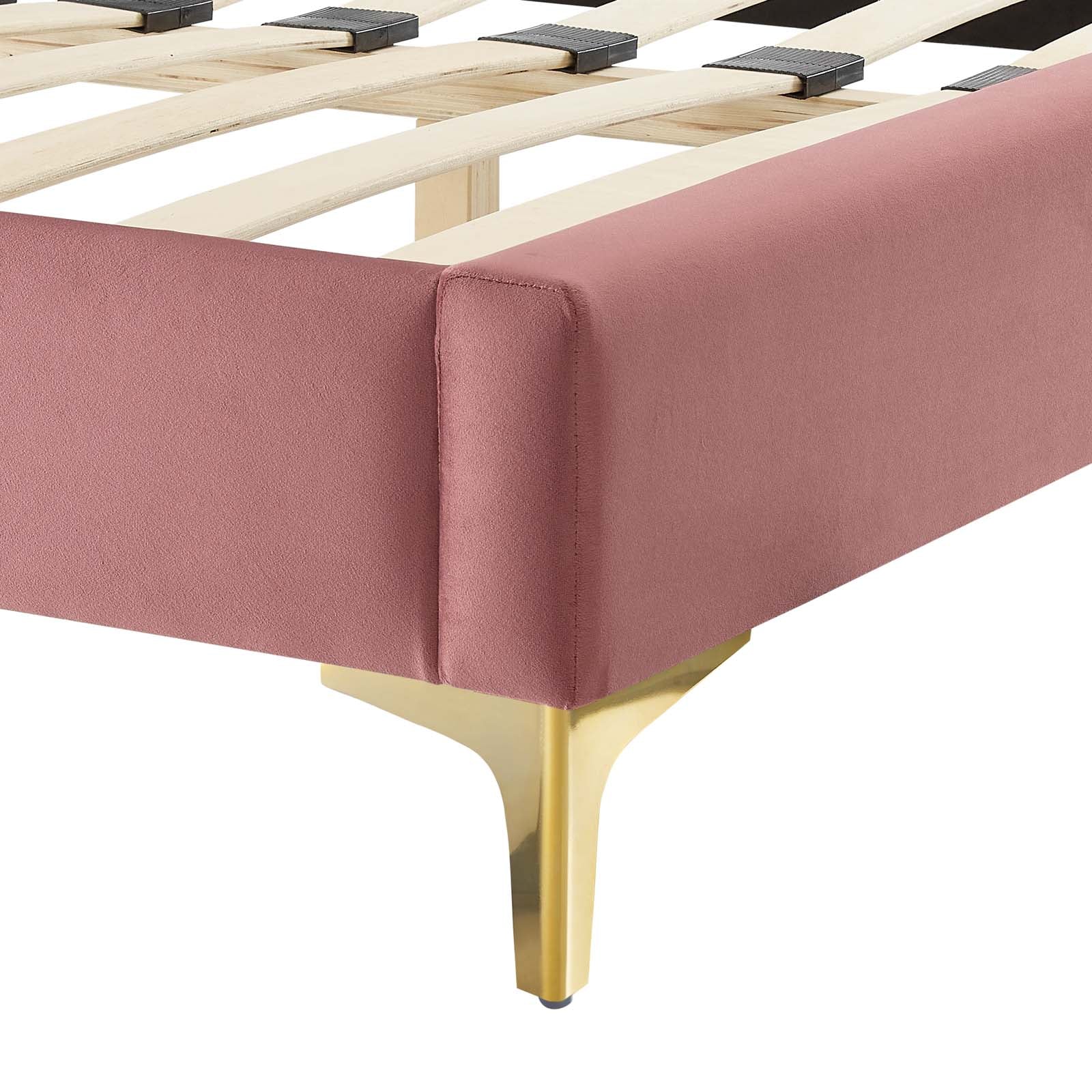 Modway Beds - Novi Performance Velvet Queen Bed Dusty Rose