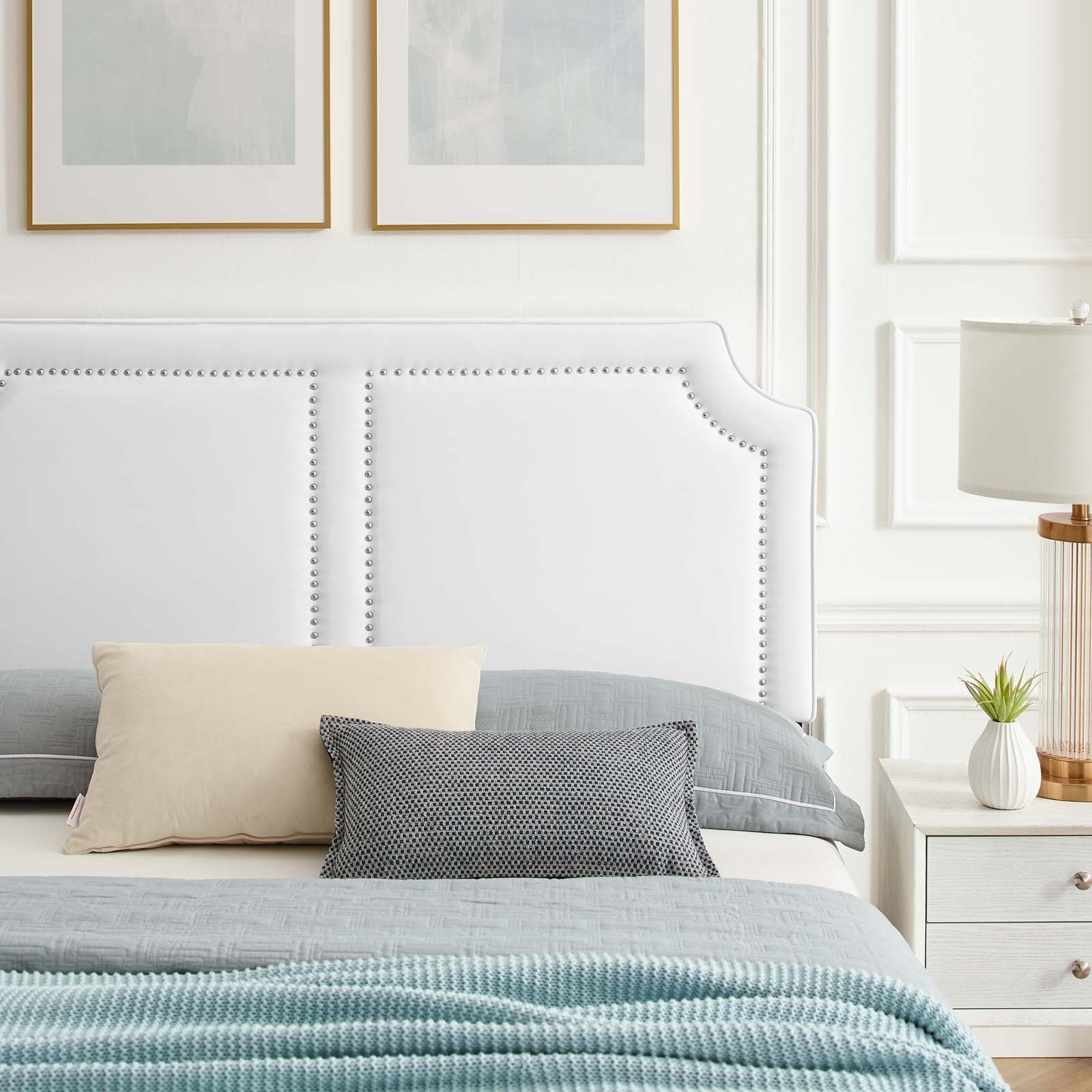 Modway Beds - Novi Performance Velvet Queen Bed White MOD-6823-WHI