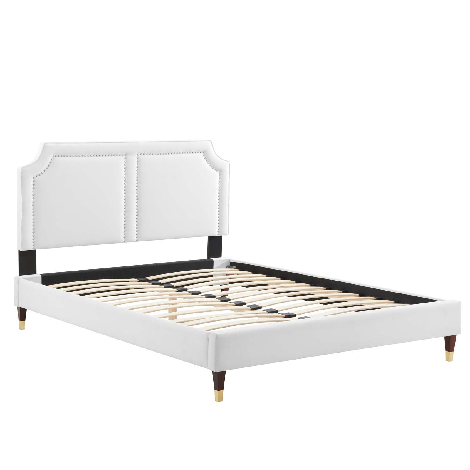 Modway Beds - Novi Performance Velvet Queen Bed White MOD-6823-WHI