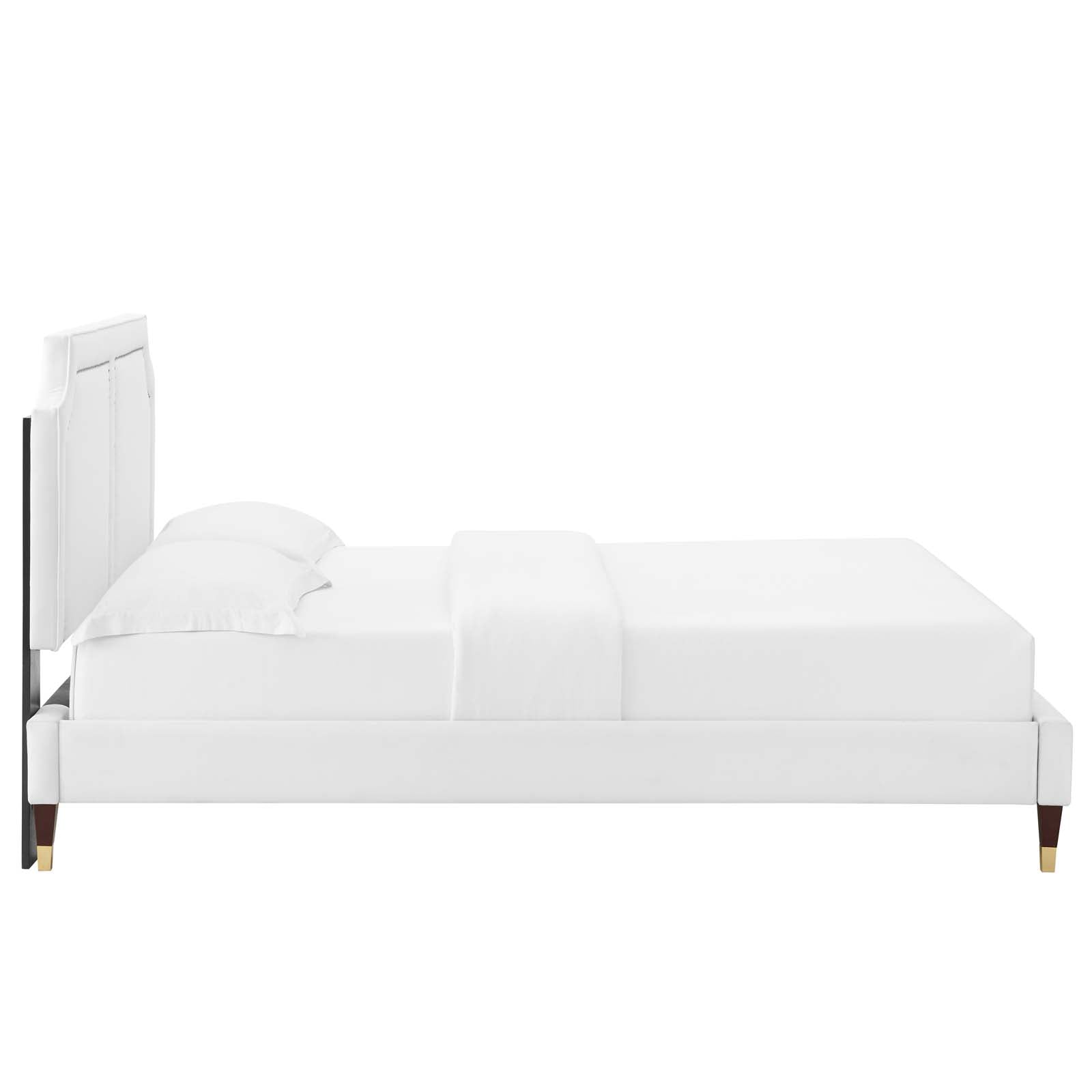 Modway Beds - Novi Performance Velvet Queen Bed White MOD-6823-WHI