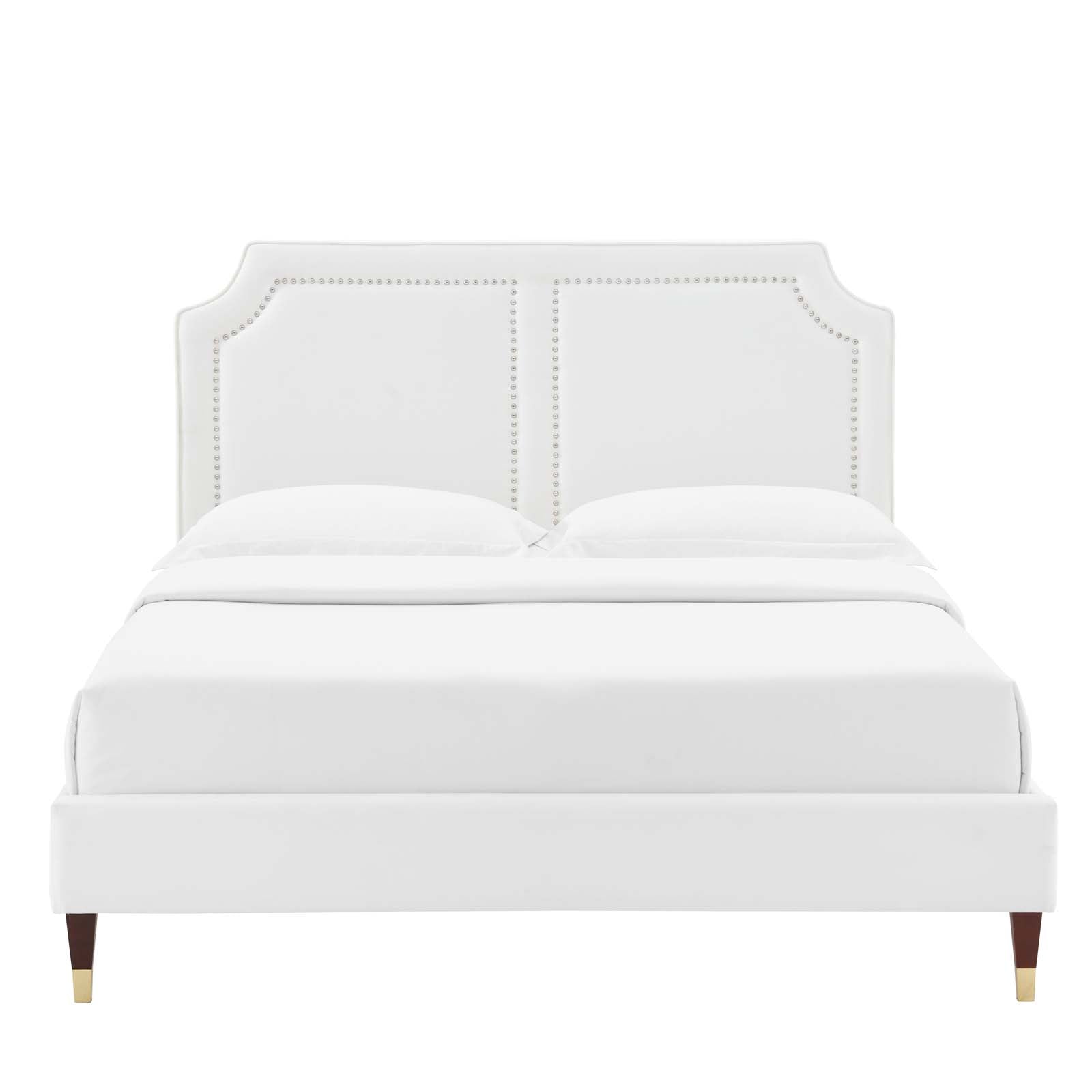 Modway Beds - Novi Performance Velvet Queen Bed White MOD-6823-WHI