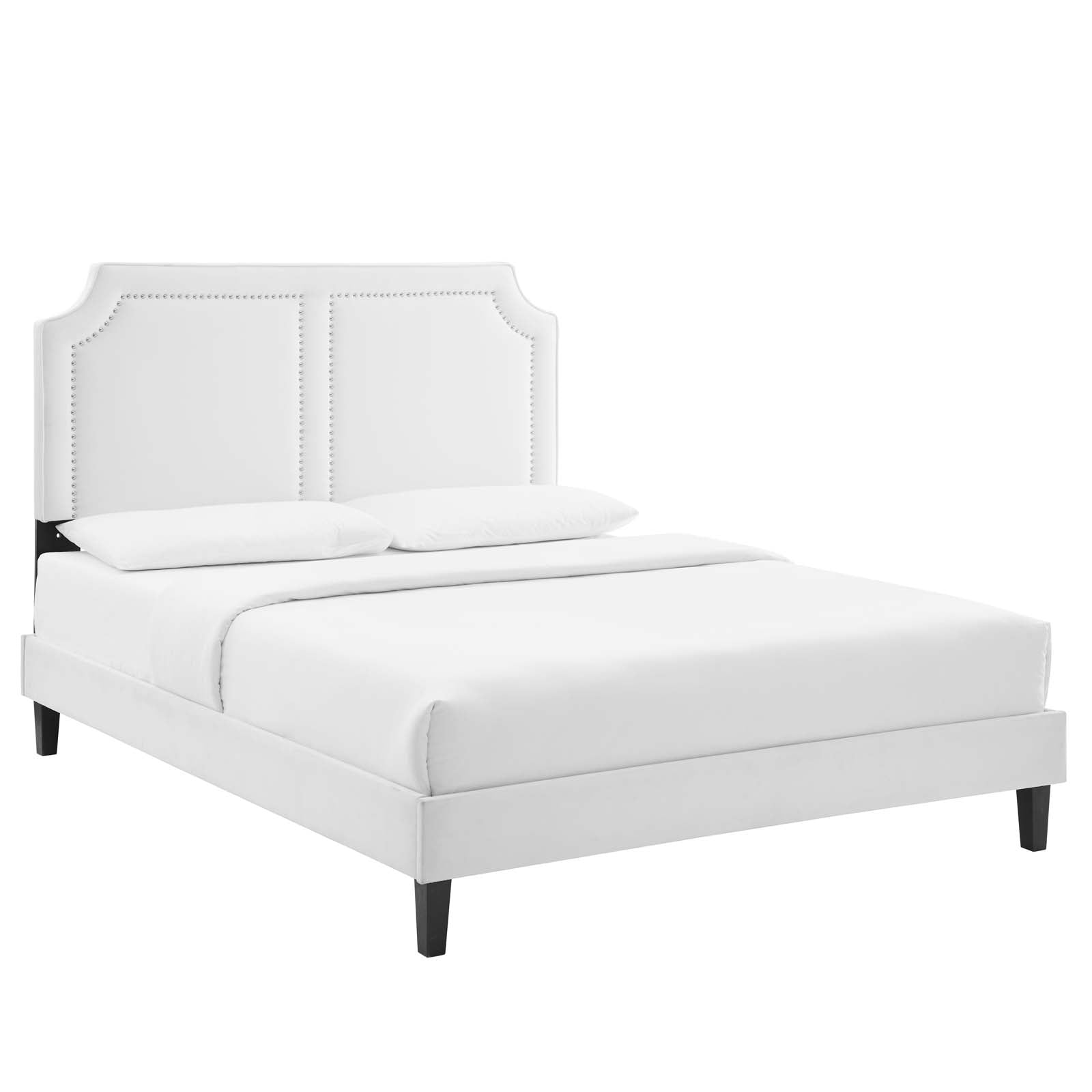Modway Beds - Novi Performance Velvet Queen Bed White MOD-6828-WHI