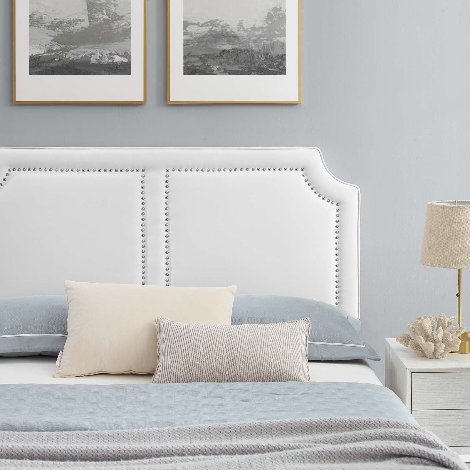 Modway Beds - Novi Performance Velvet Queen Bed White MOD-6828-WHI
