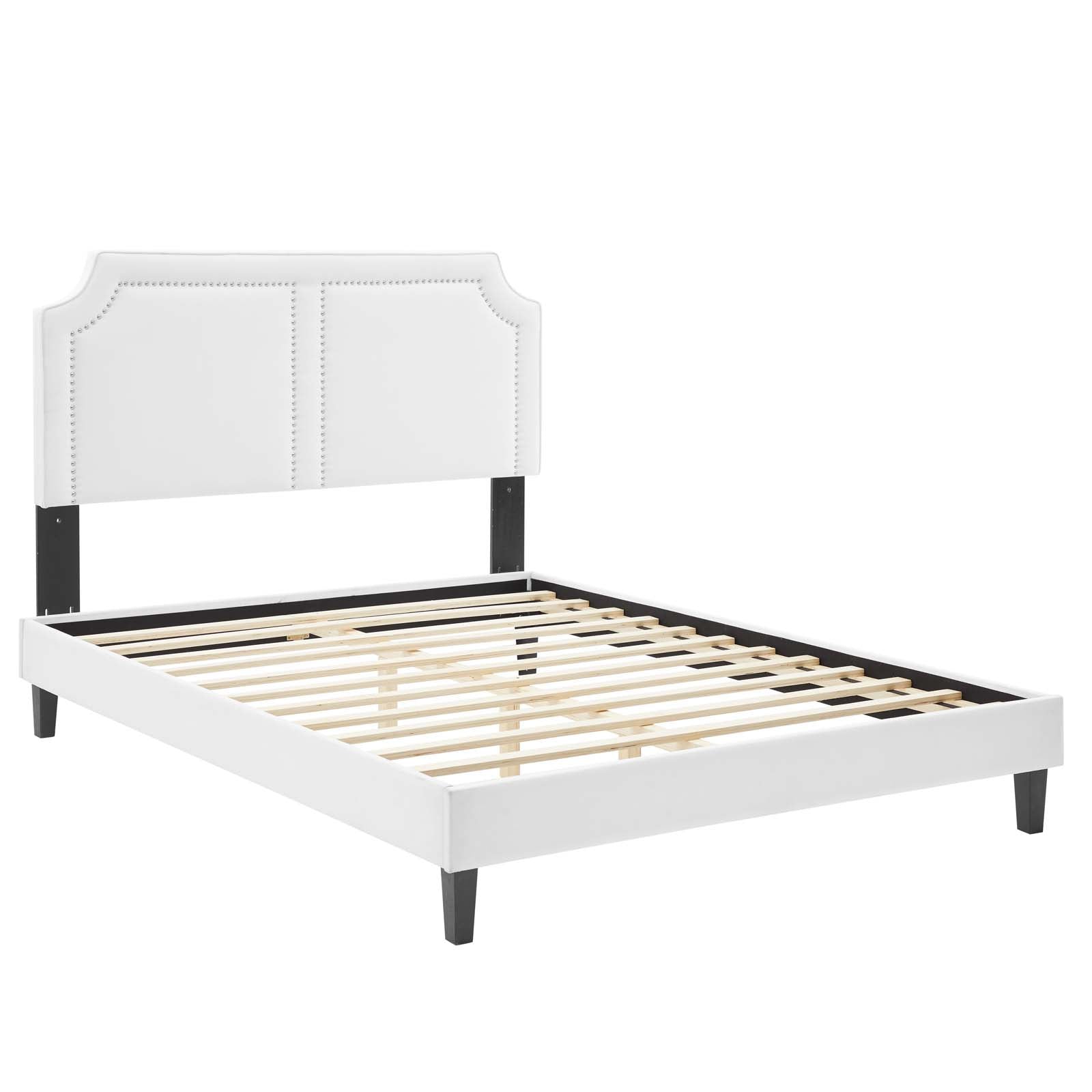 Modway Beds - Novi Performance Velvet Queen Bed White MOD-6828-WHI