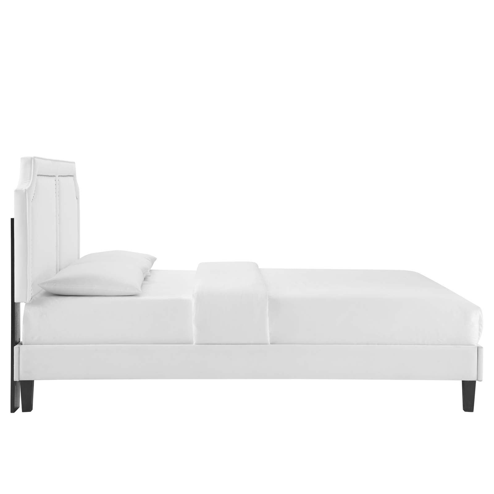 Modway Beds - Novi Performance Velvet Queen Bed White MOD-6828-WHI