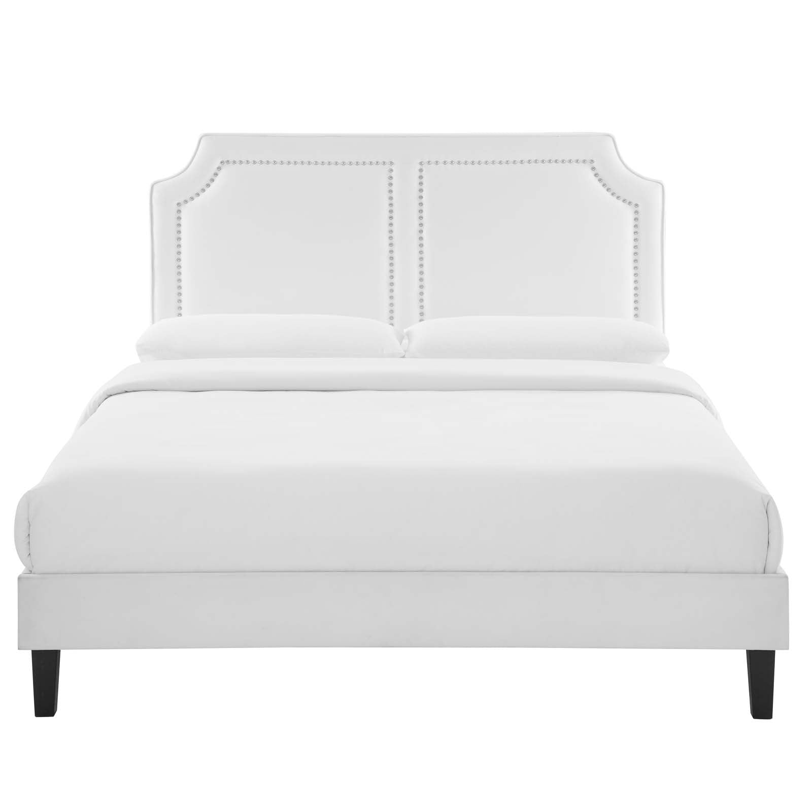 Modway Beds - Novi Performance Velvet Queen Bed White MOD-6828-WHI
