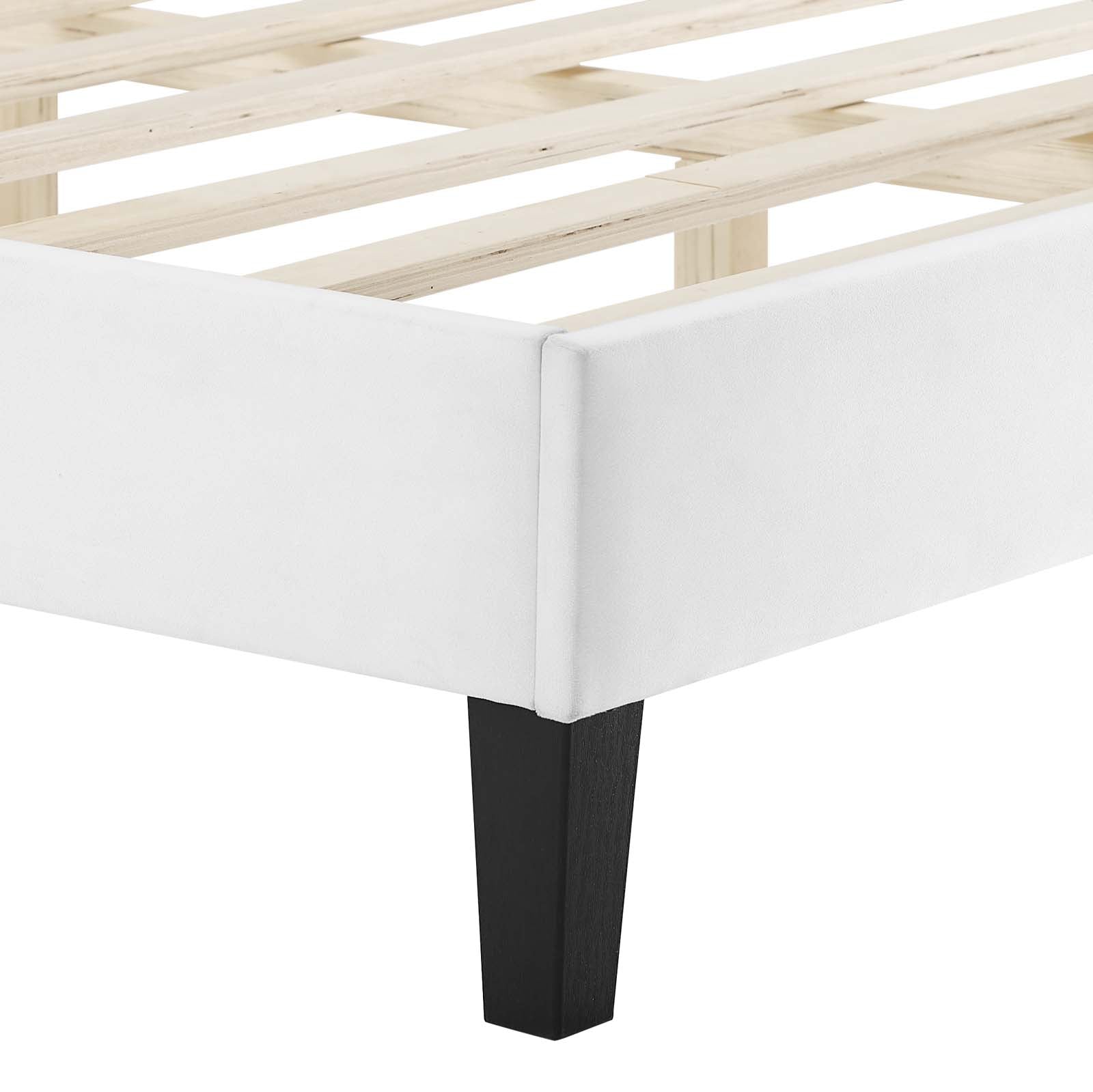 Modway Beds - Novi Performance Velvet Queen Bed White MOD-6828-WHI