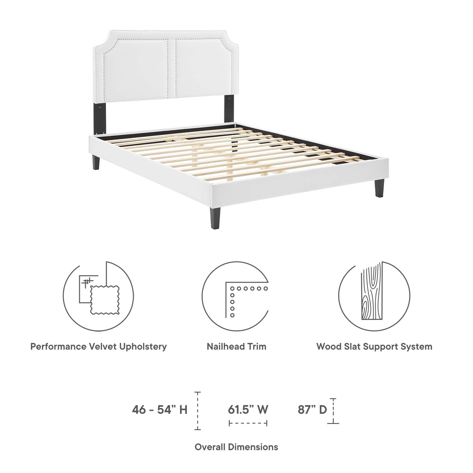 Modway Beds - Novi Performance Velvet Queen Bed White MOD-6828-WHI