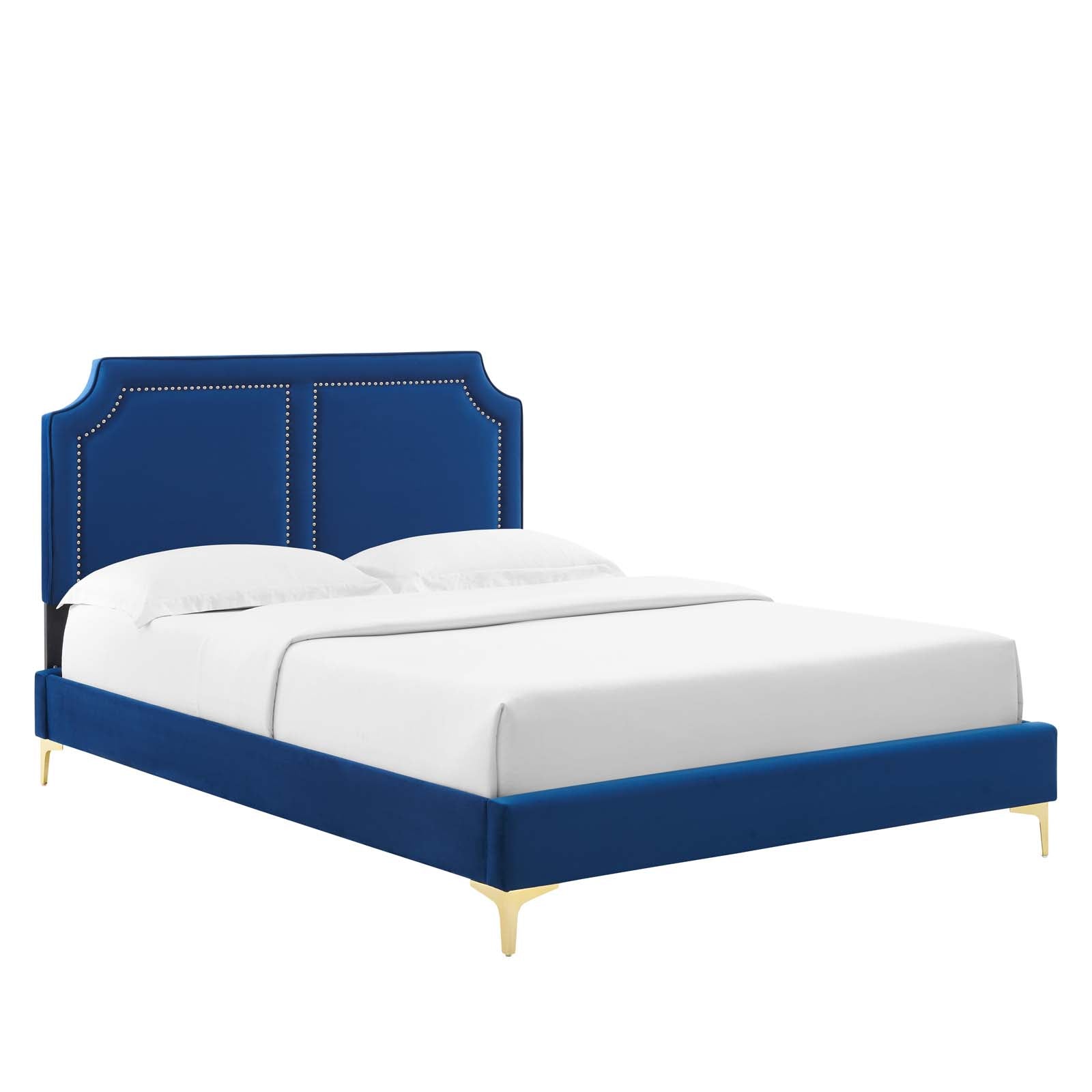 Modway Beds - Novi Performance Velvet King Bed Navy MOD-6833-NAV