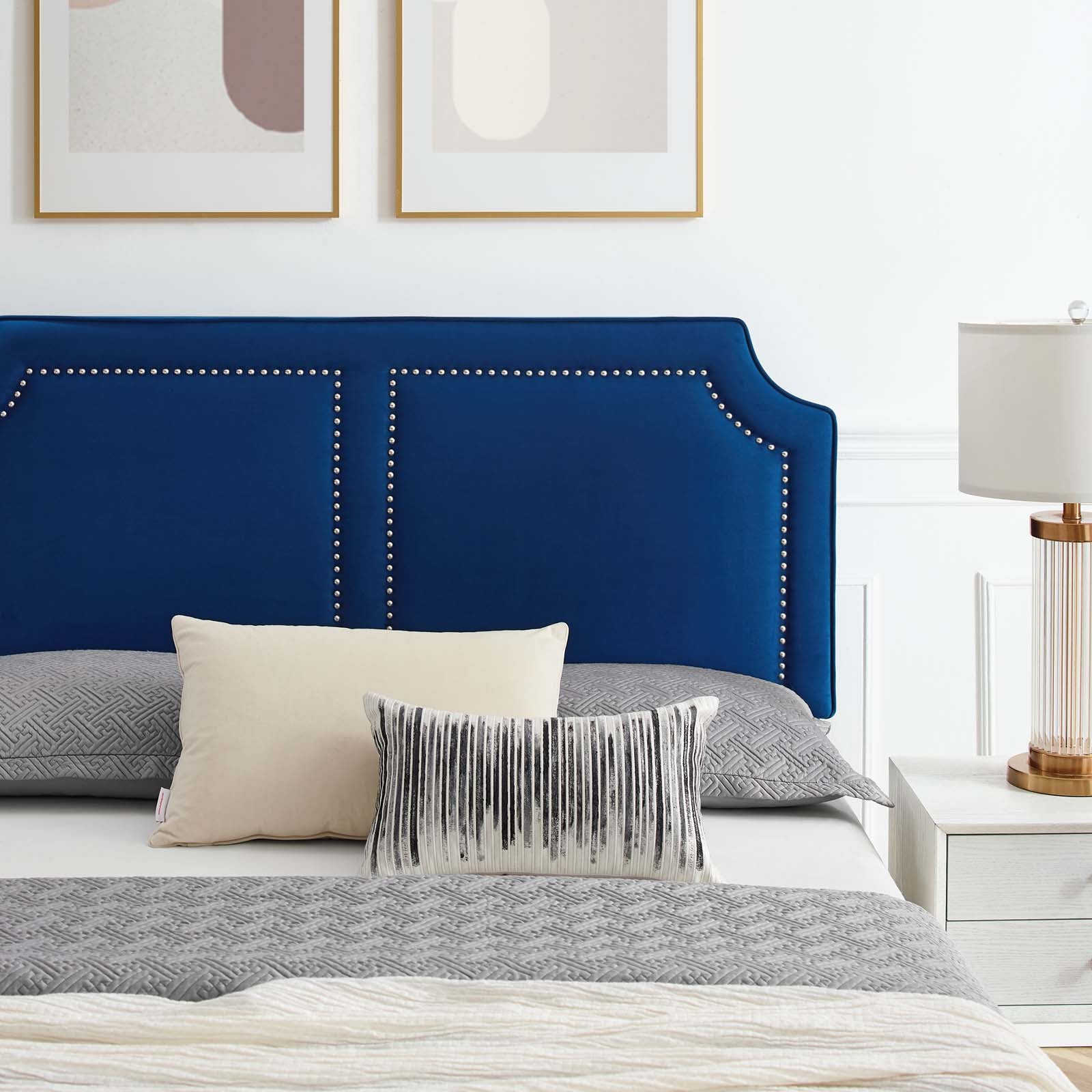 Modway Beds - Novi Performance Velvet King Bed Navy MOD-6833-NAV
