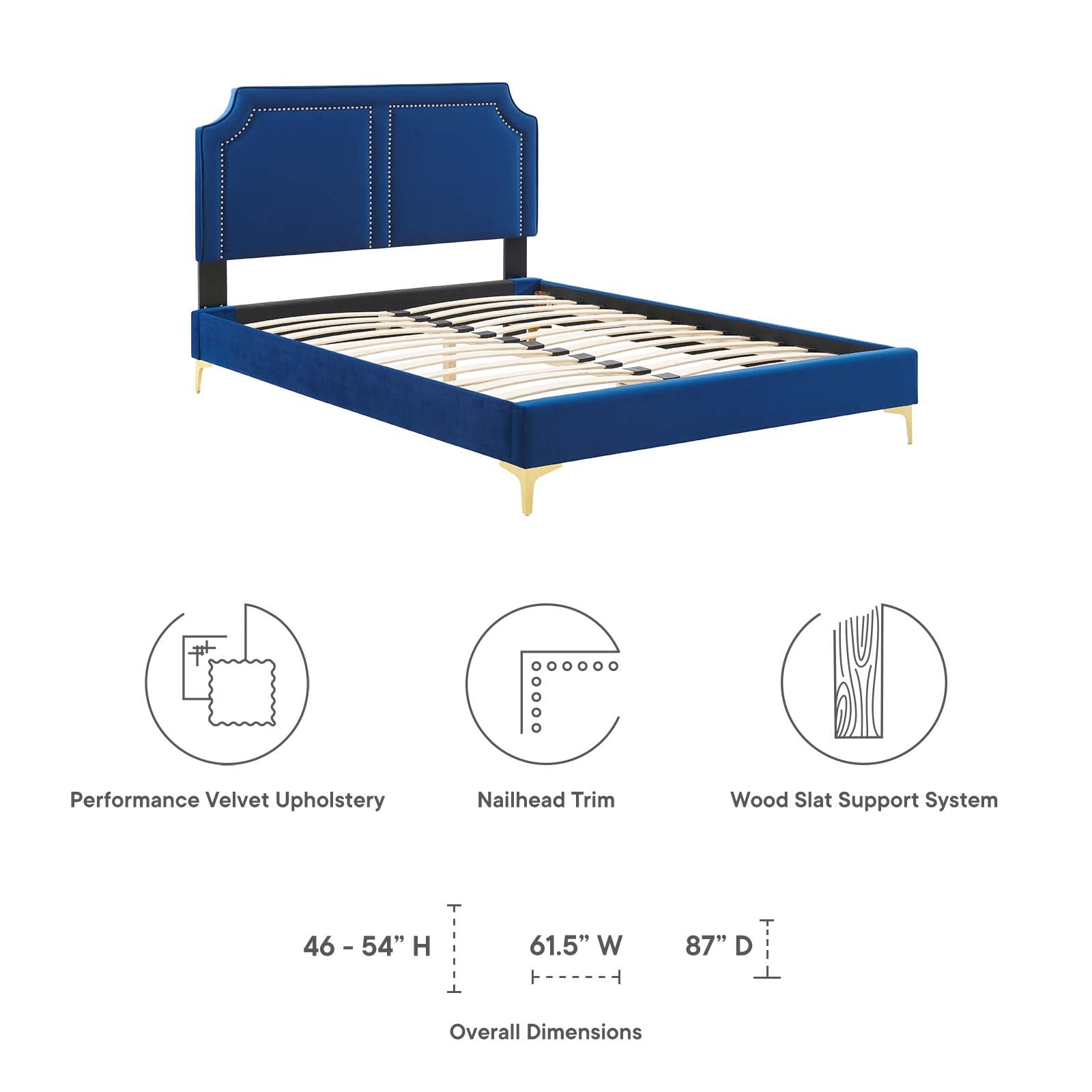 Modway Beds - Novi Performance Velvet King Bed Navy MOD-6833-NAV