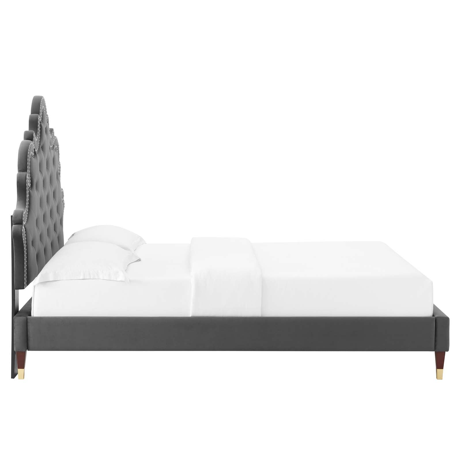 Modway Beds - Sasha Button-Tufted Performance Velvet King Bed Charcoal