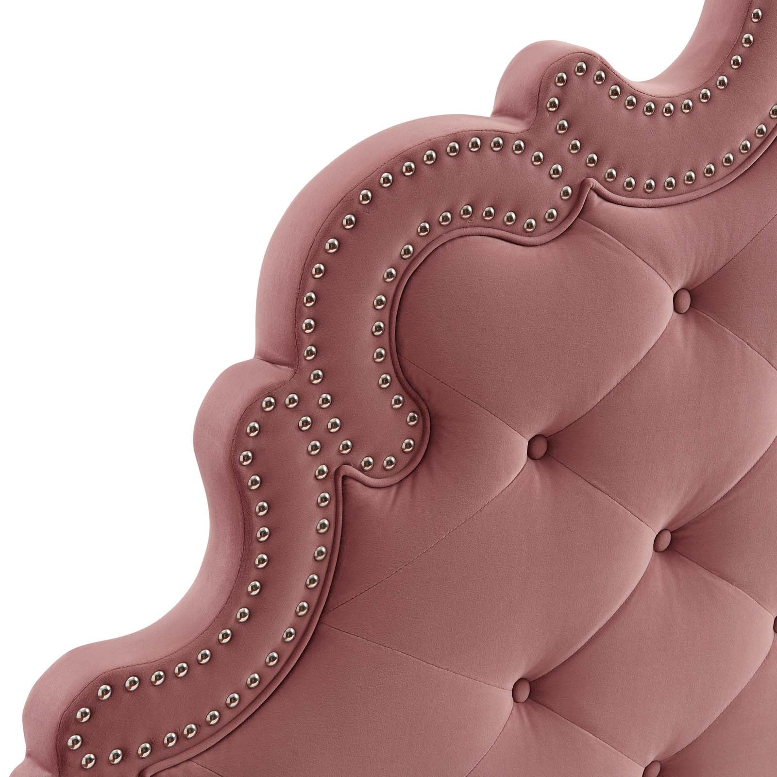 Modway Beds - Sasha Button-Tufted Performance Velvet King Bed Dusty Rose MOD-6837-DUS