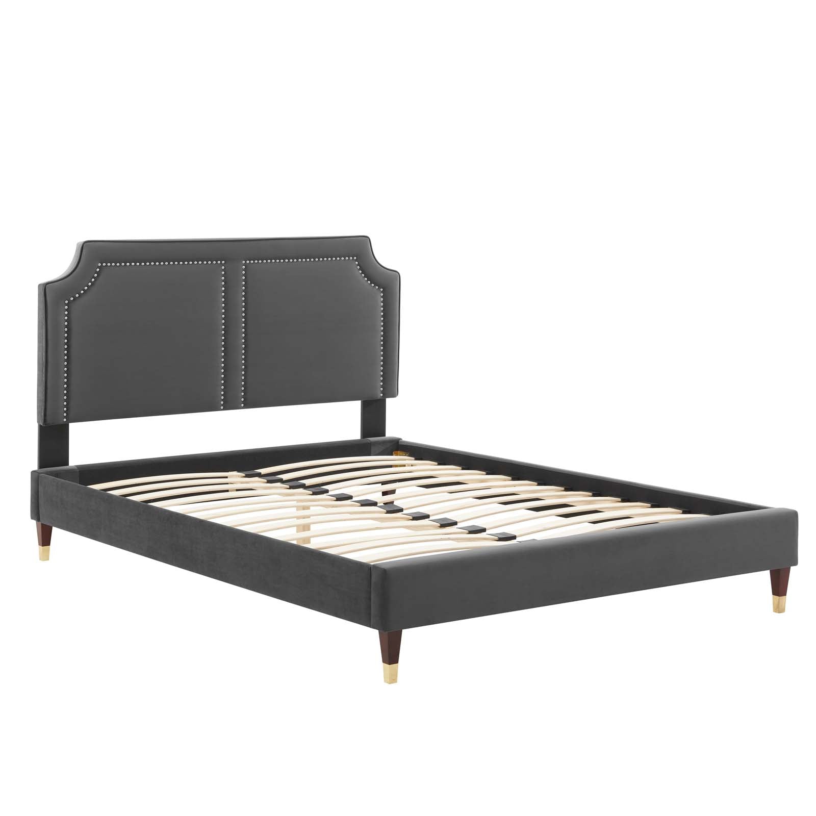 Modway Beds - Novi Performance Velvet King Bed Charcoal