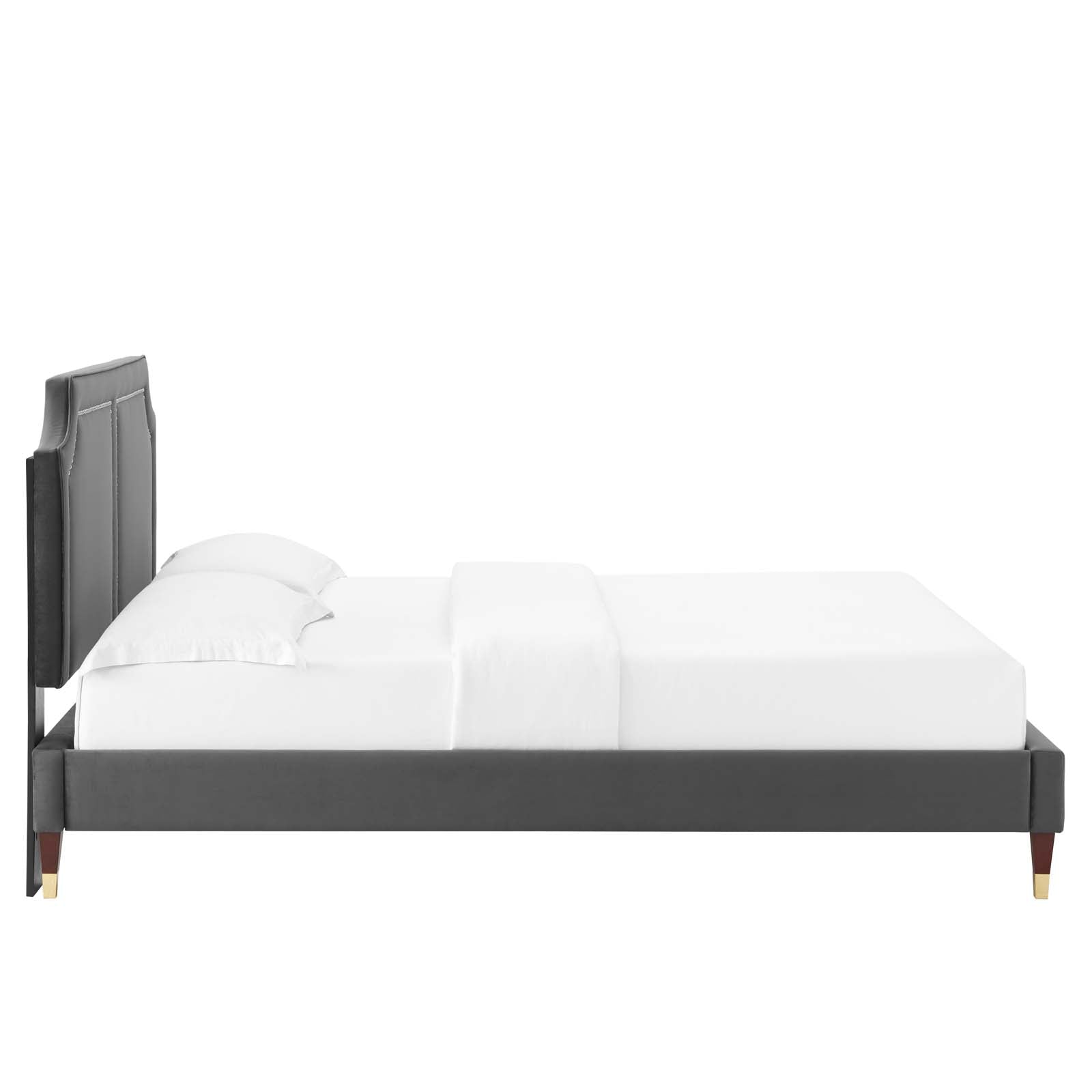 Modway Beds - Novi Performance Velvet King Bed Charcoal