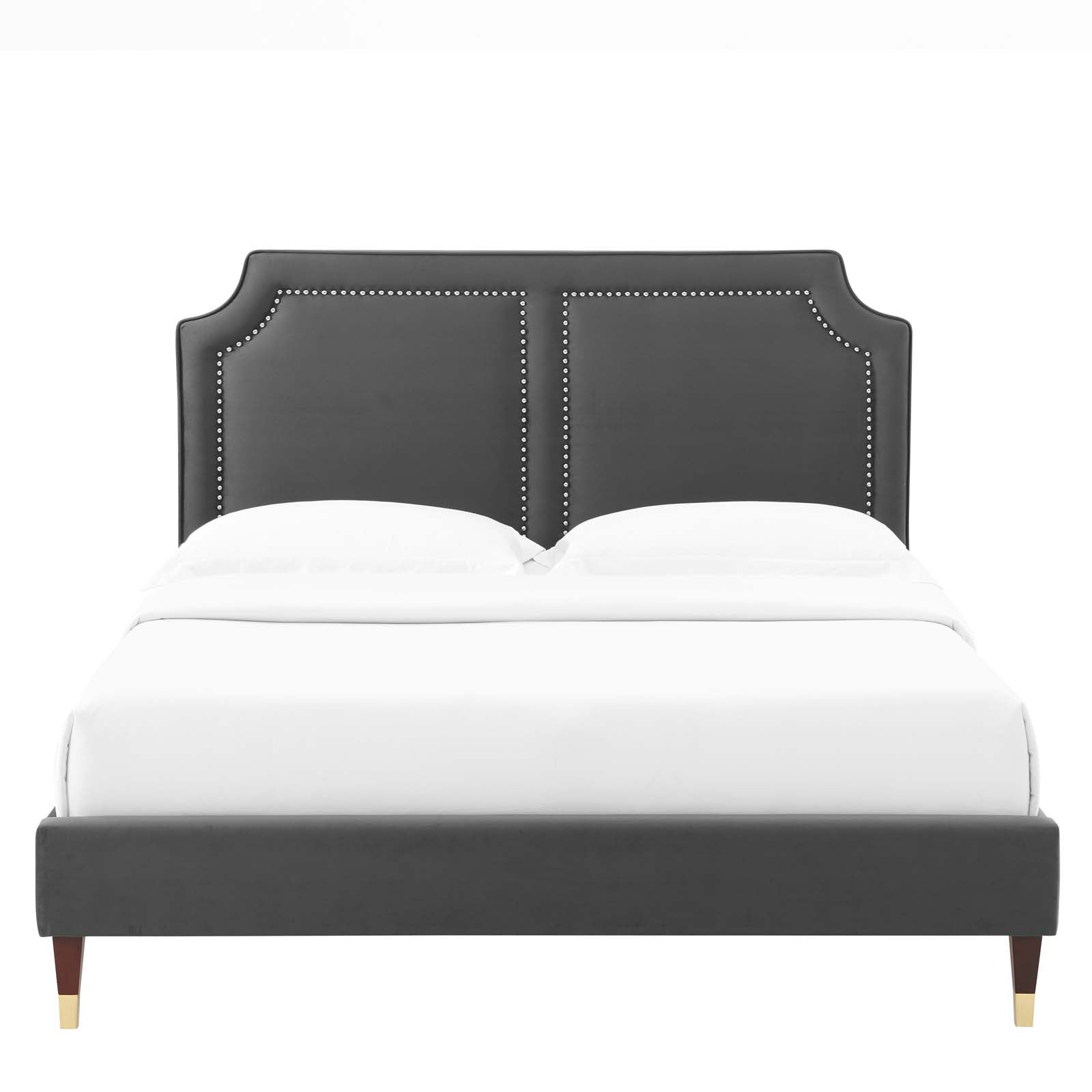Modway Beds - Novi Performance Velvet King Bed Charcoal