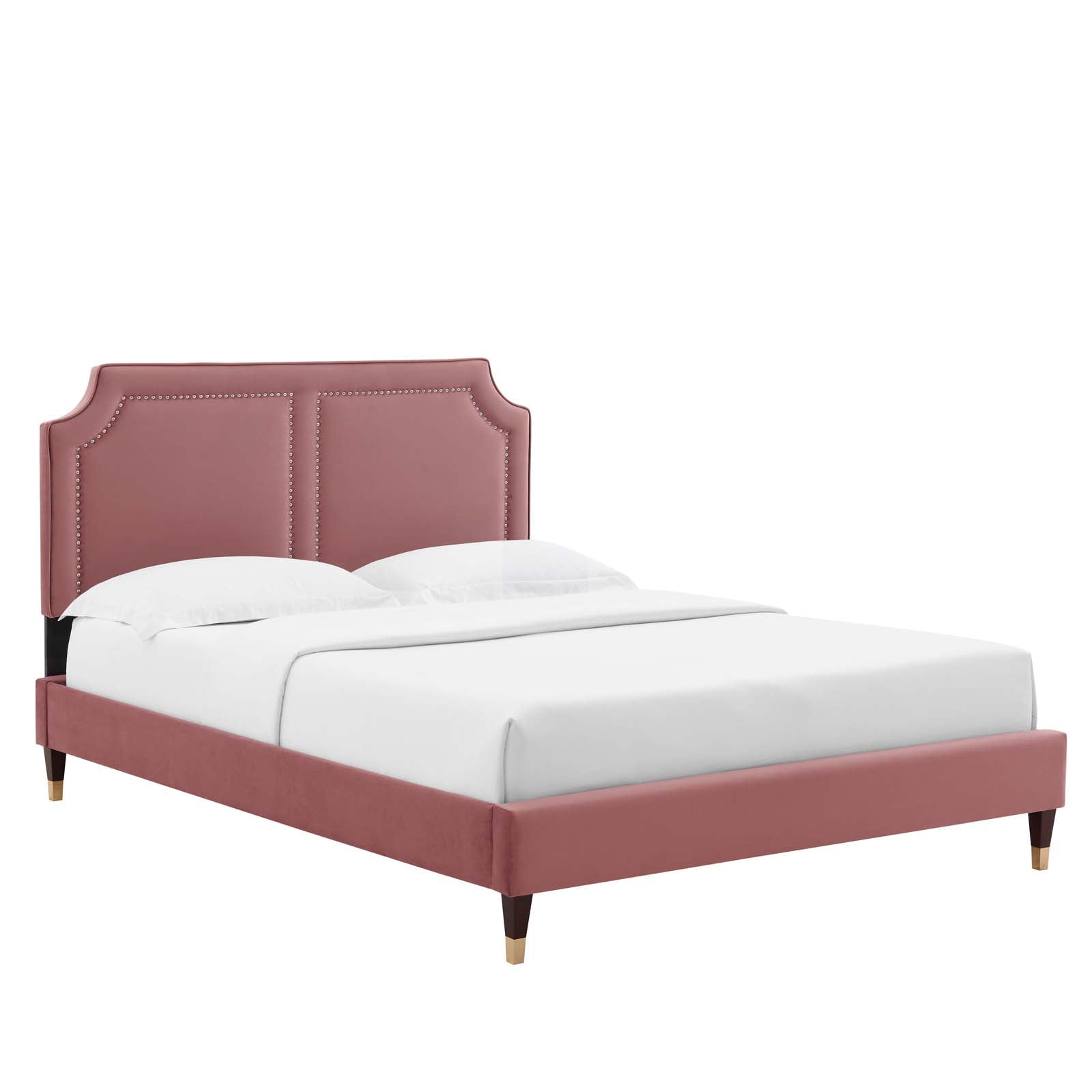 Modway Beds - Novi Performance Velvet King Bed Dusty Rose MOD-6838-DUS