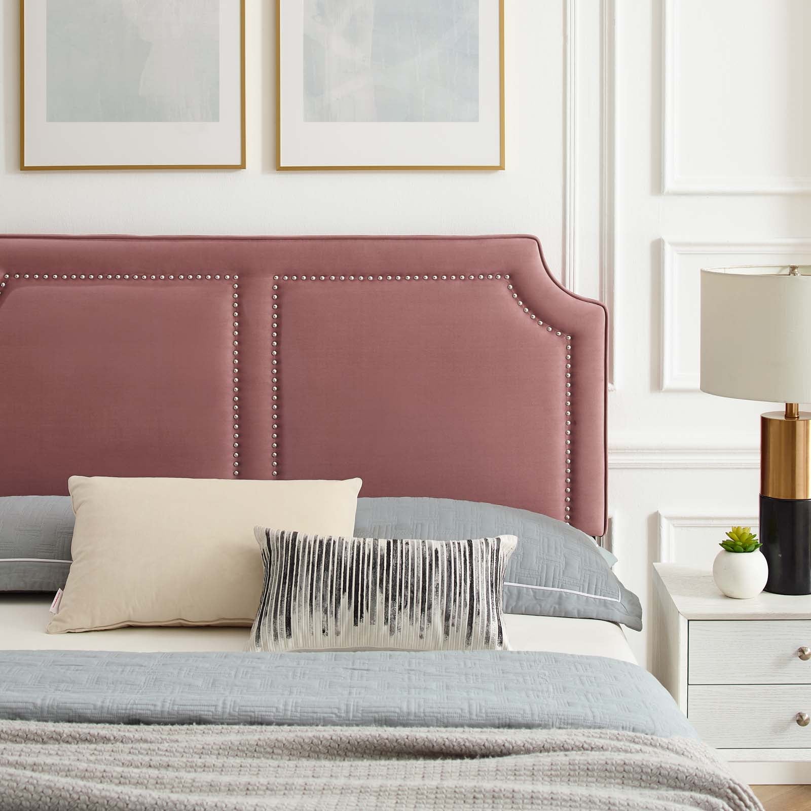 Modway Beds - Novi Performance Velvet King Bed Dusty Rose MOD-6838-DUS