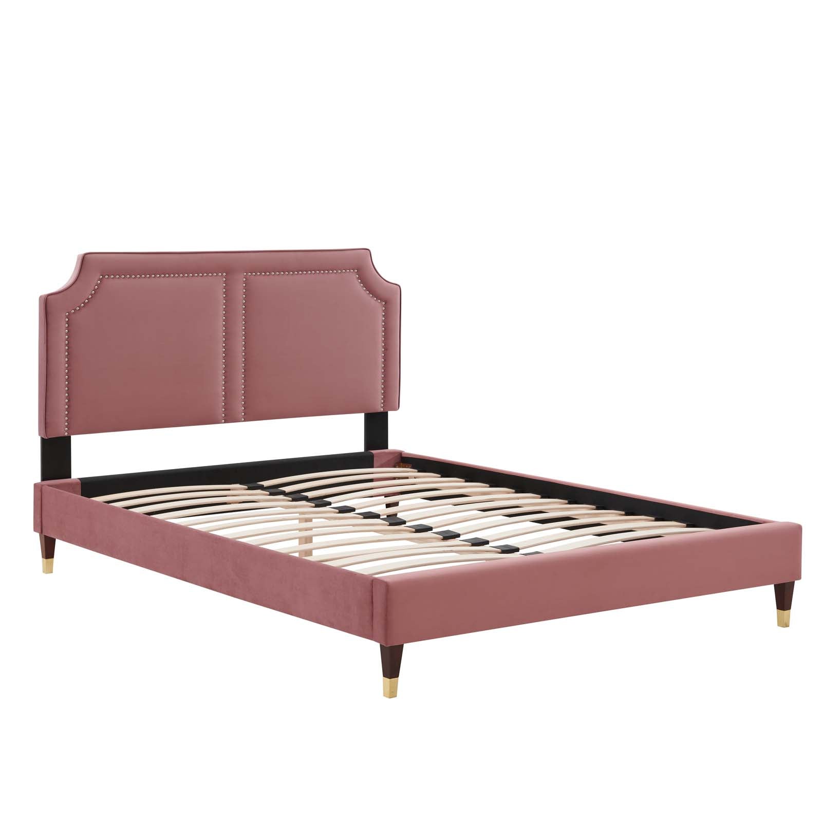 Modway Beds - Novi Performance Velvet King Bed Dusty Rose MOD-6838-DUS