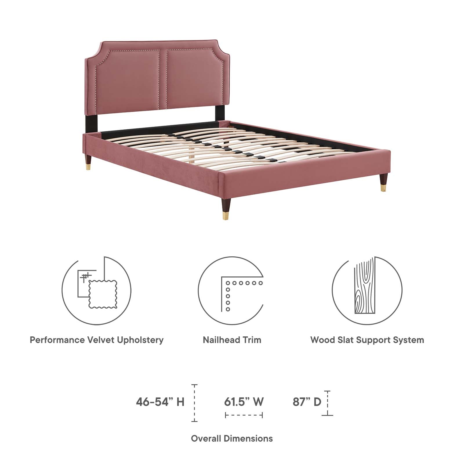 Modway Beds - Novi Performance Velvet King Bed Dusty Rose MOD-6838-DUS