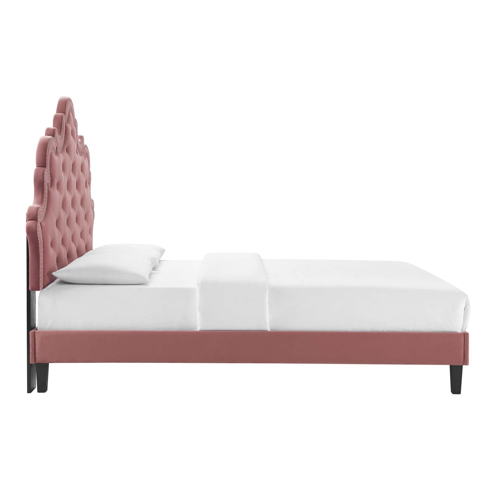 Modway Beds - Sasha Button-Tufted Performance Velvet King Bed Dusty Rose MOD-6842-DUS