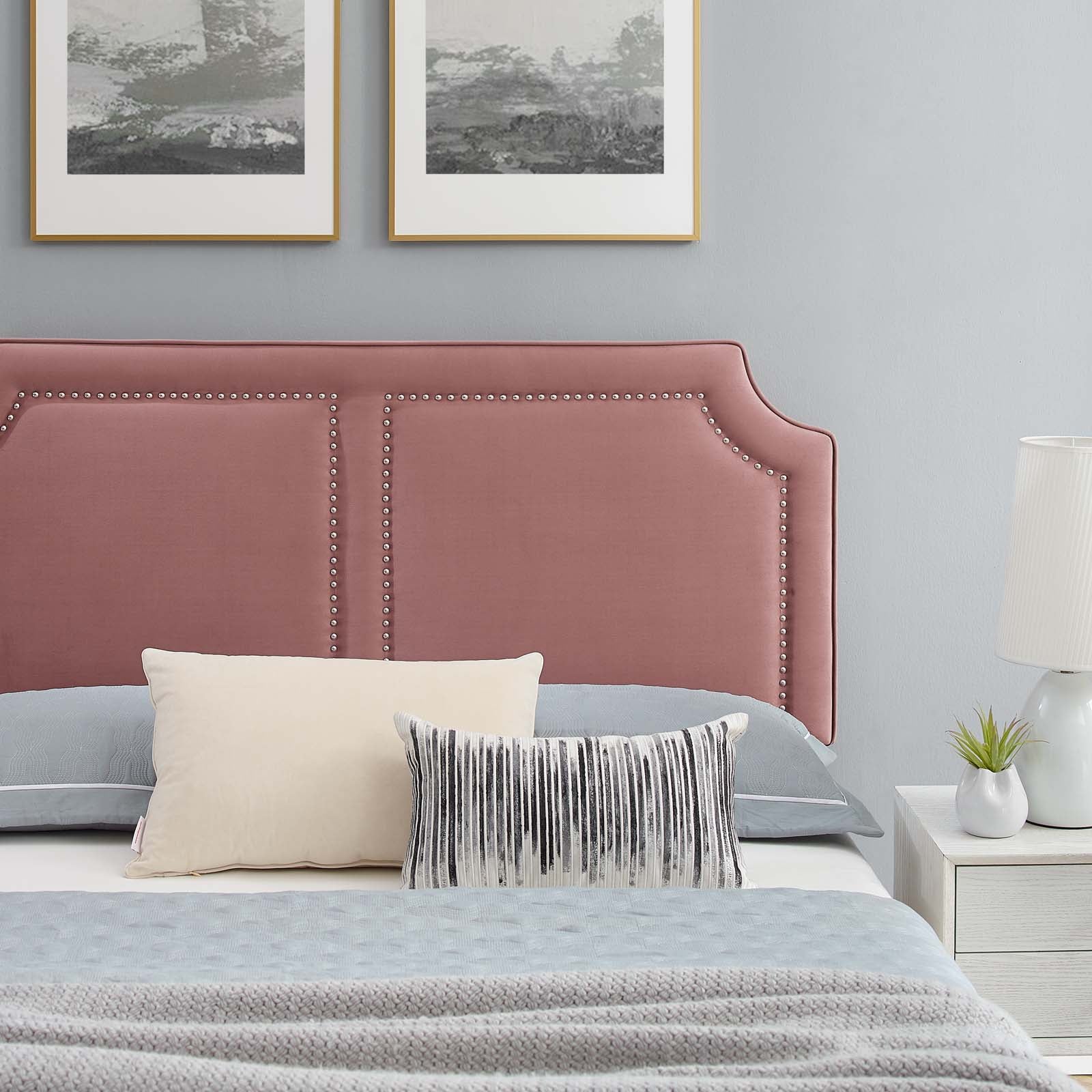 Modway Beds - Novi Performance Velvet King Bed Dusty Rose MOD-6843-DUS