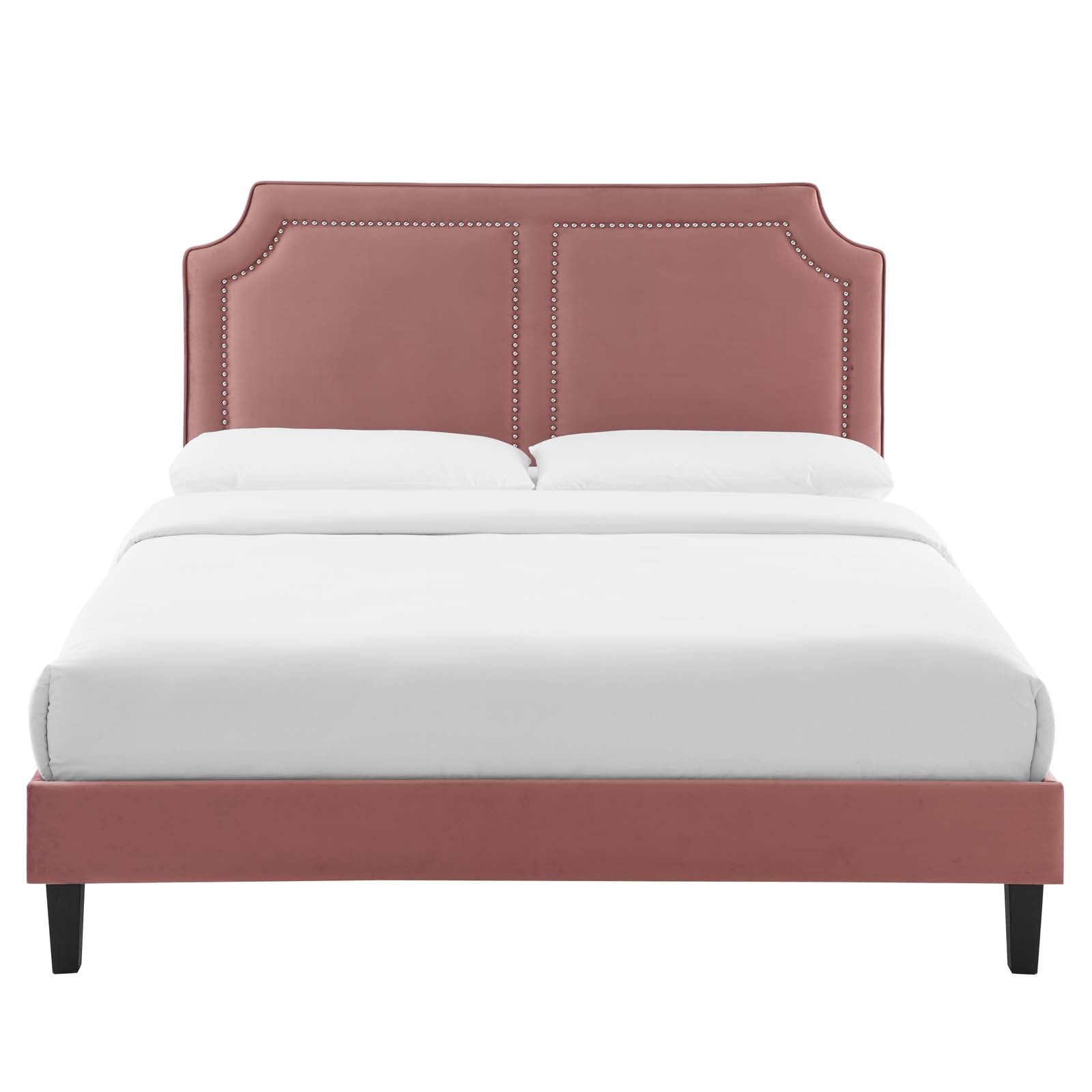 Modway Beds - Novi Performance Velvet King Bed Dusty Rose MOD-6843-DUS