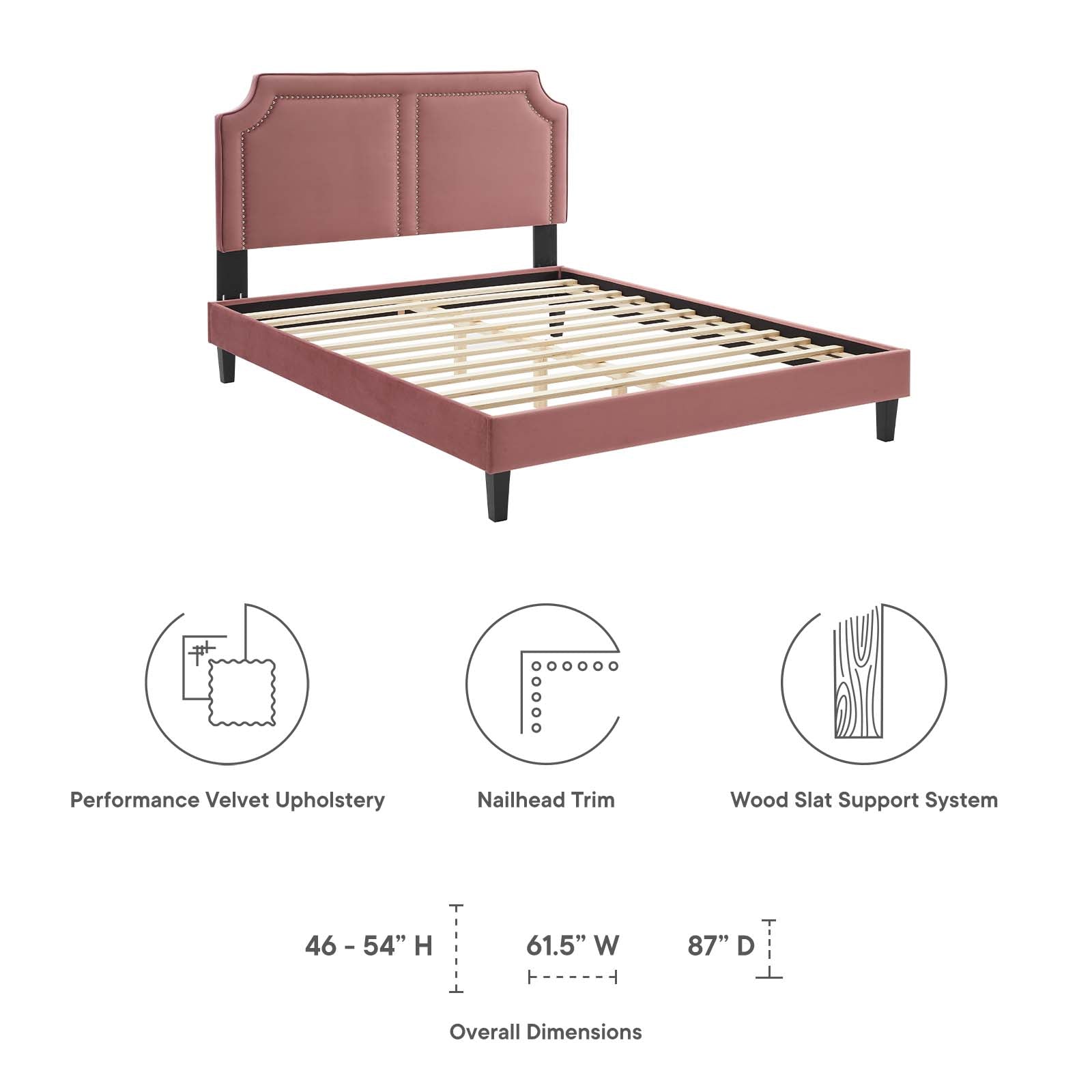 Modway Beds - Novi Performance Velvet King Bed Dusty Rose MOD-6843-DUS