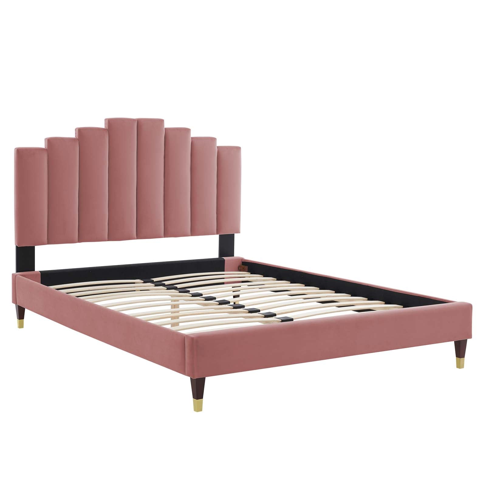 Modway Beds - Elise Full Performance Velvet Bed Dusty Rose