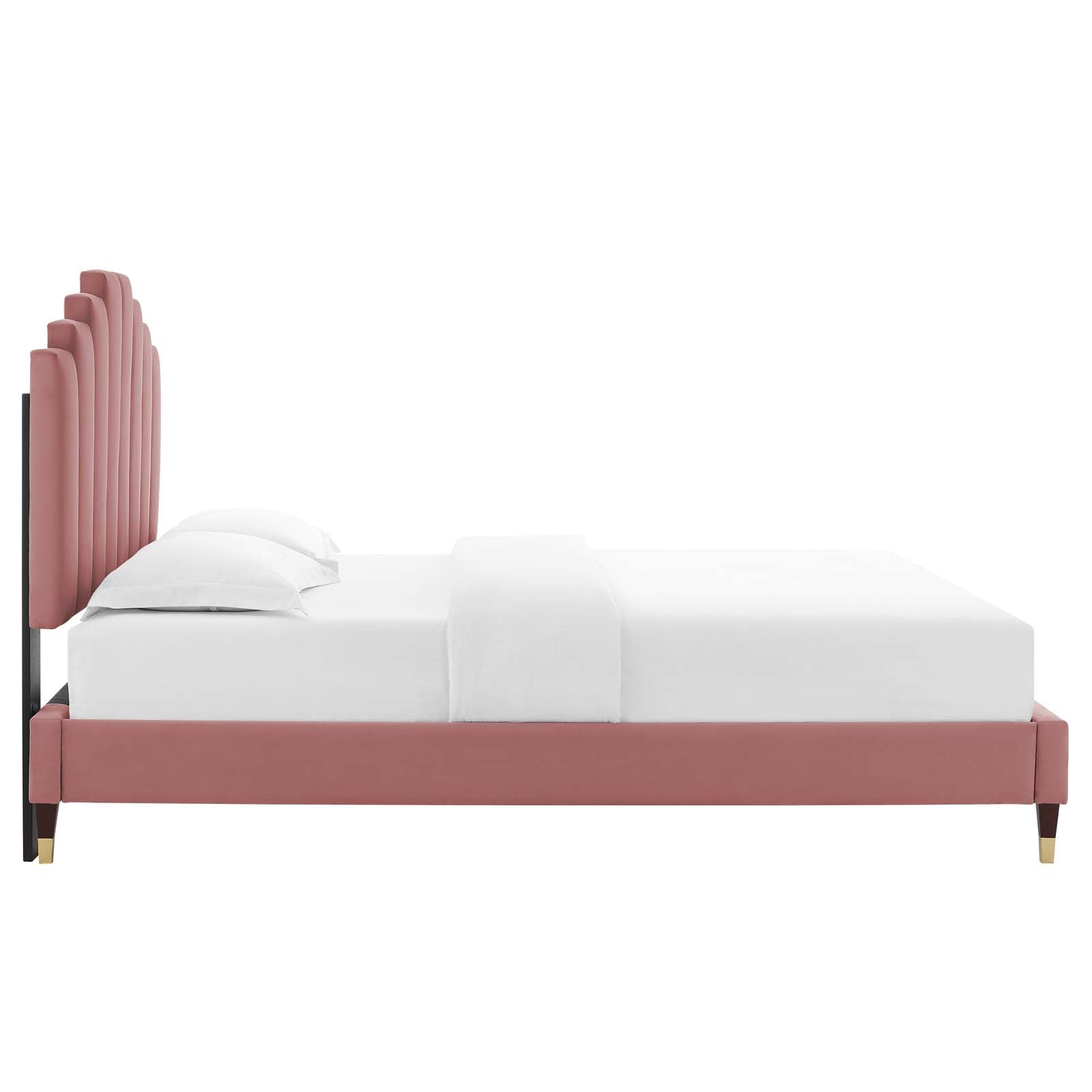 Modway Beds - Elise Full Performance Velvet Bed Dusty Rose