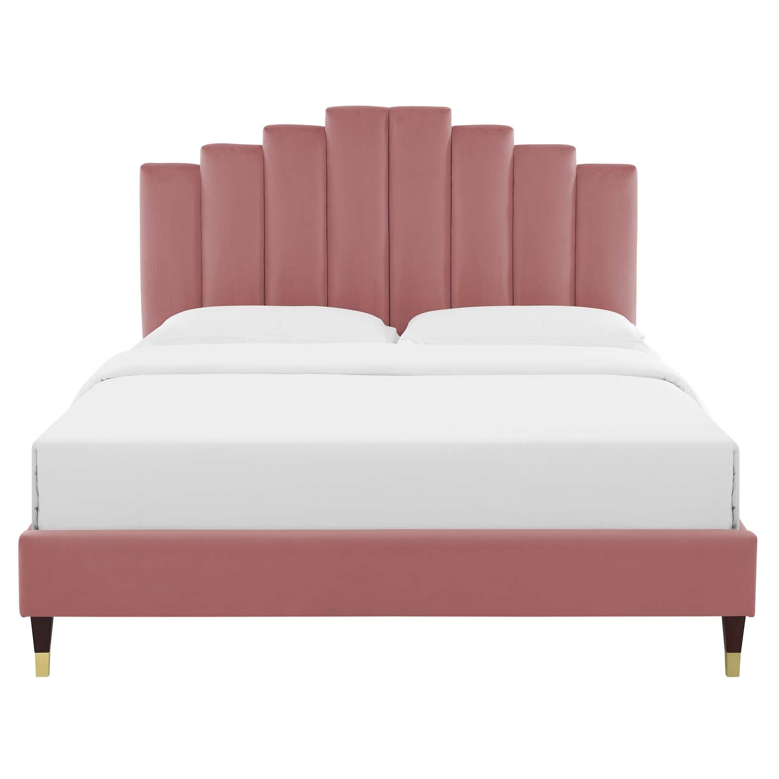 Modway Beds - Elise Full Performance Velvet Bed Dusty Rose